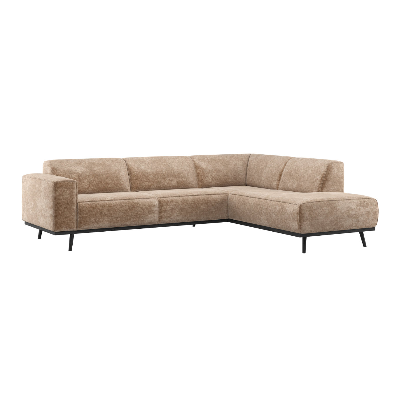 Rechtsseitige Eckcouch STATEMENT dunkelbeige Chenille