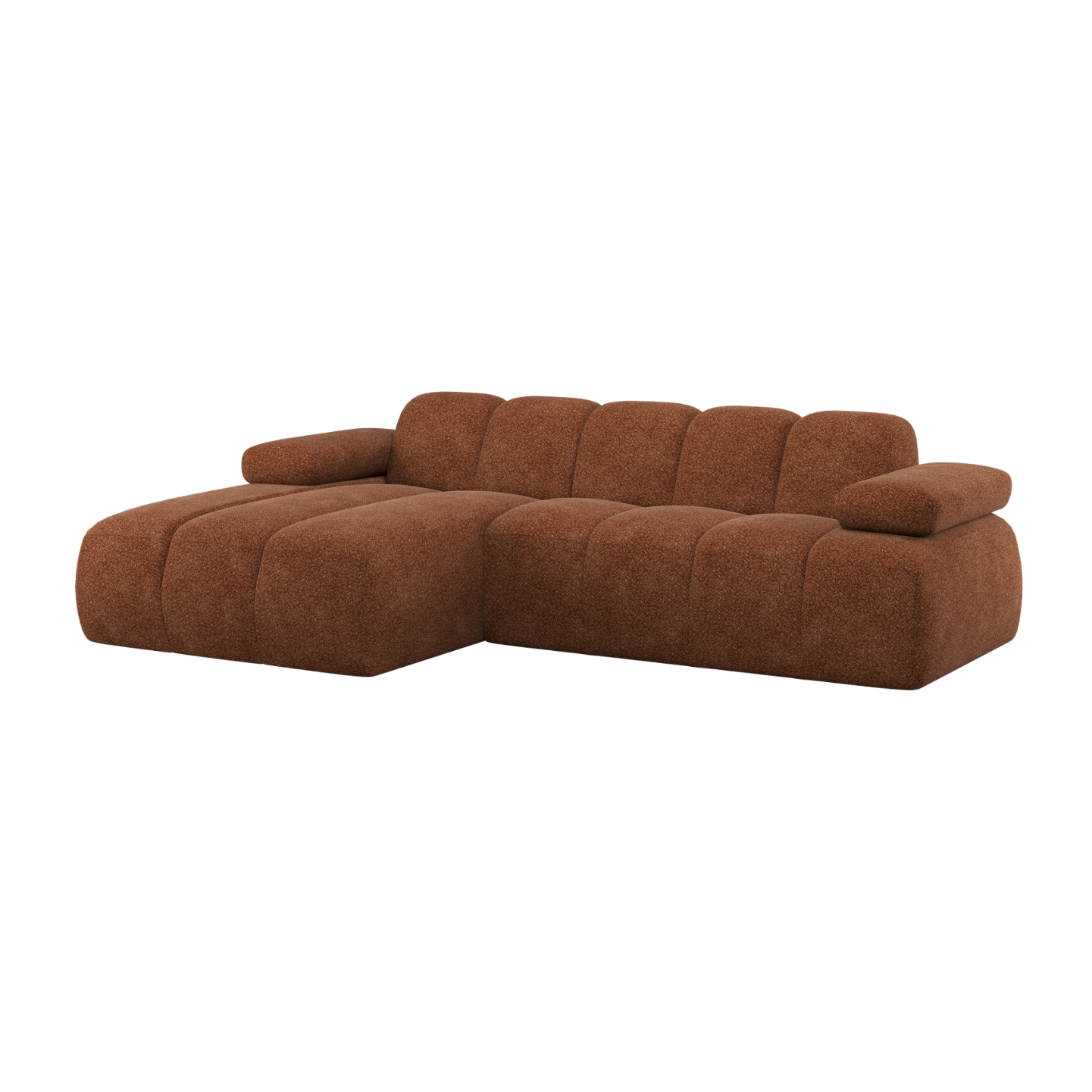 Modularer Links-Ecksofa MOJO rostbraun Schafwolle
