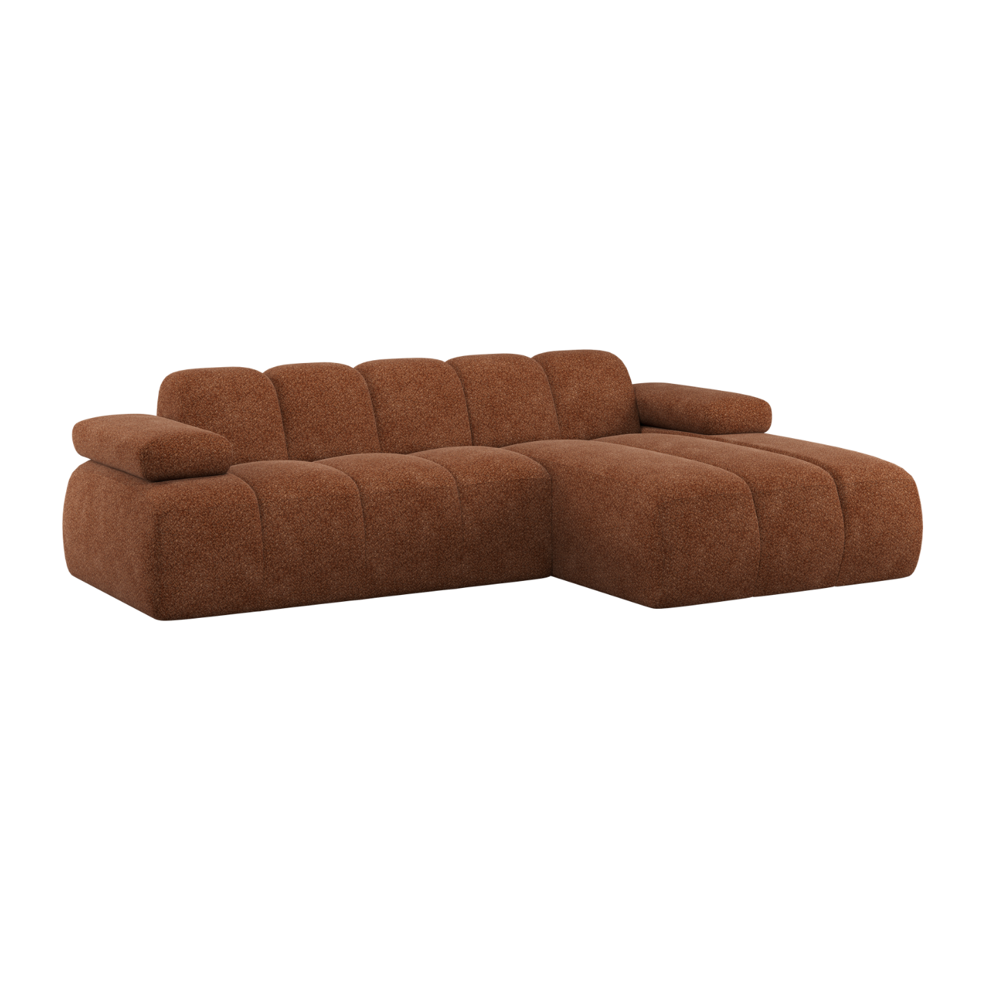 Modularer Ecksofa rechts MOJO rostbraun Schafswolle