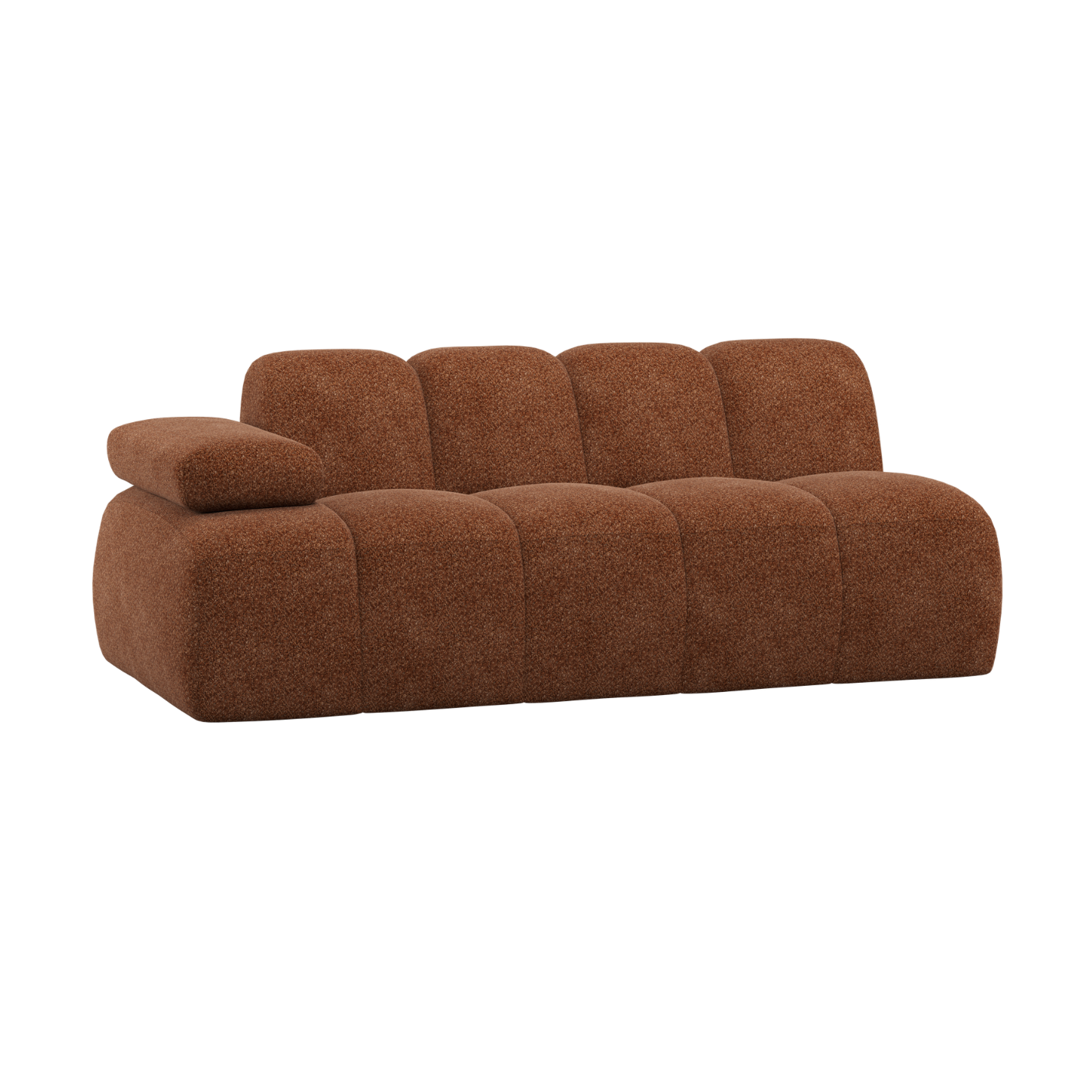 Modulares Sofa MOJO - 2-sitziges Element linksseitig in rostbraunem Schafsfell