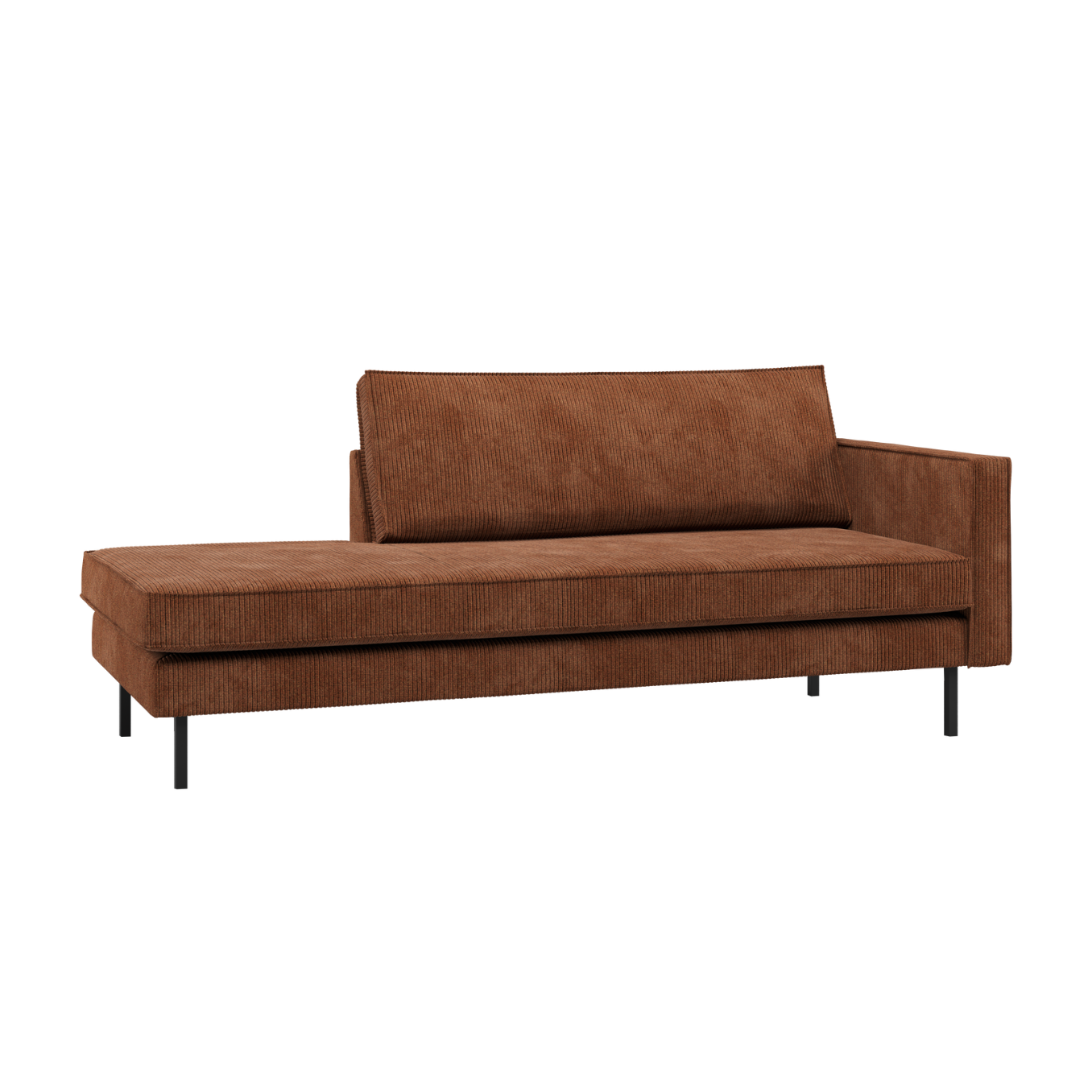 Right-facing chaise longue RODEO rusty brown corduroy