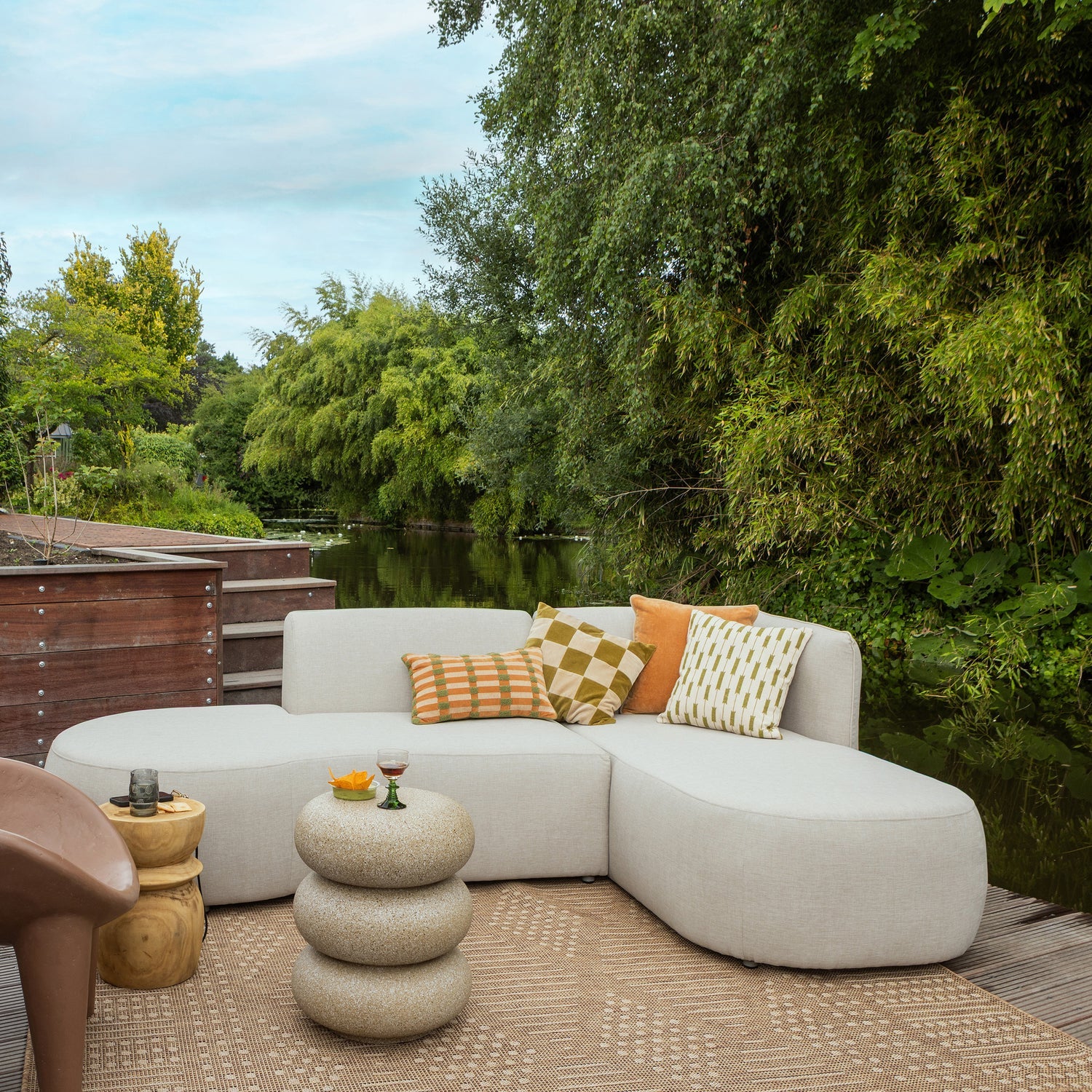 Rechtsseitige Gartenliege CHIOS beige