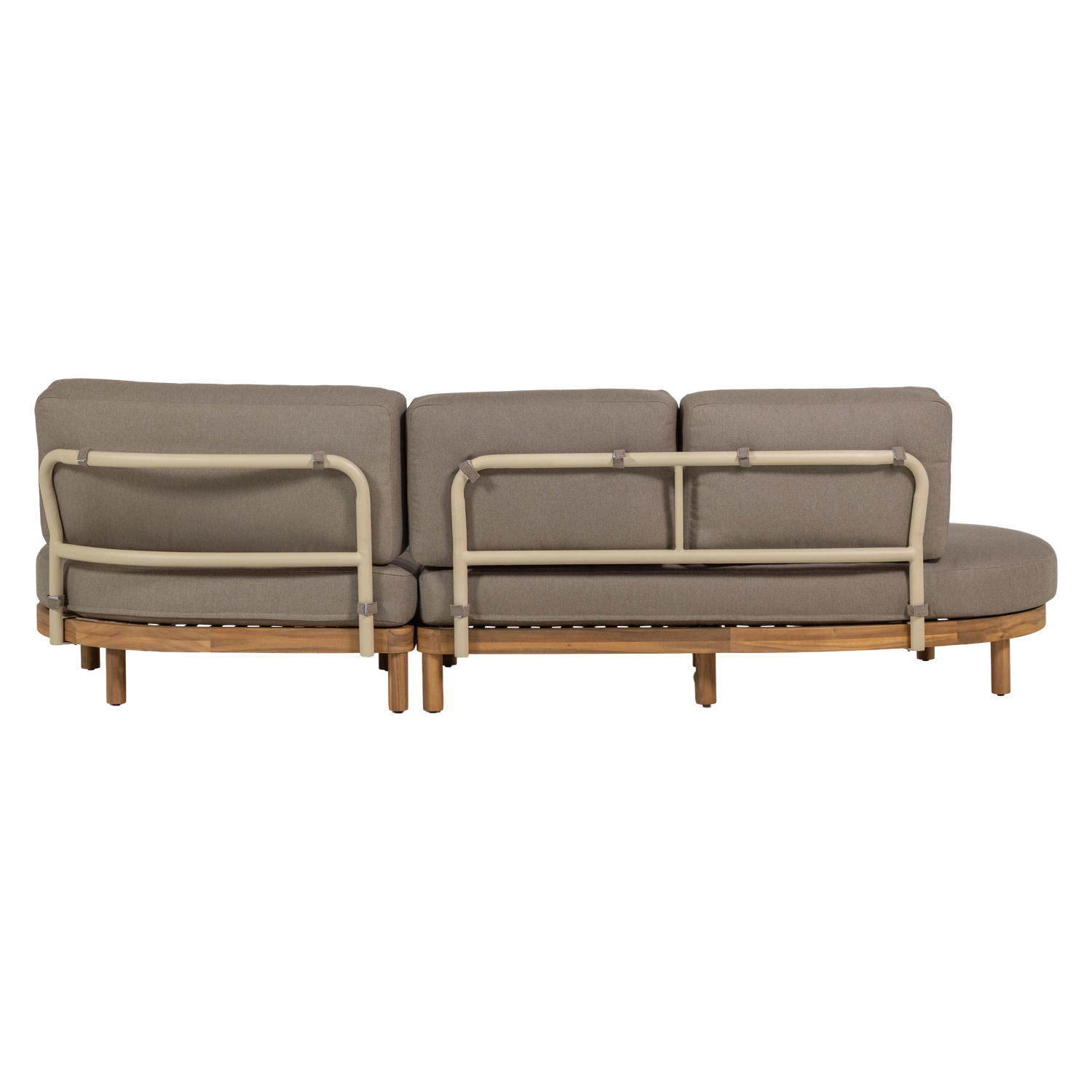 Right-facing garden corner sofa ZINTO in gray with an acacia wood base