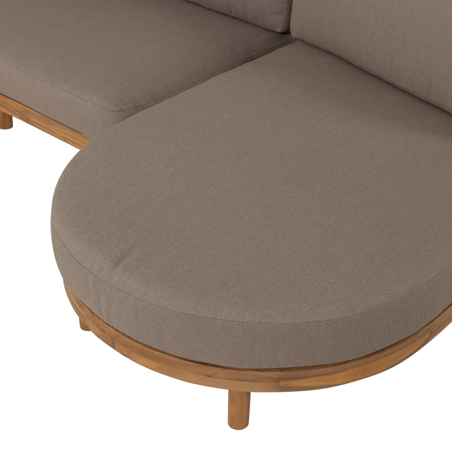 Right-facing garden corner sofa ZINTO in gray with an acacia wood base