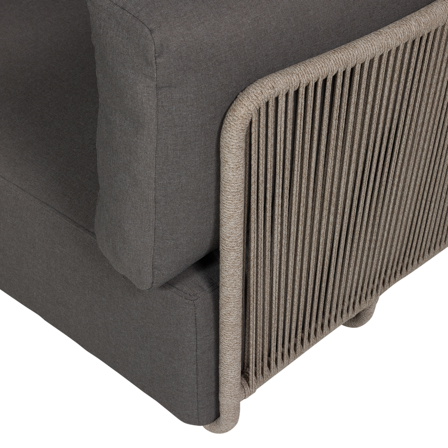 Symmetrical Garden Corner Sofa SORA Gray with Brown Frame