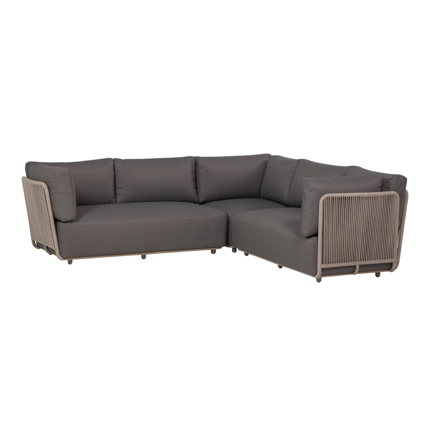 Symmetrical Garden Corner Sofa SORA Gray with Brown Frame