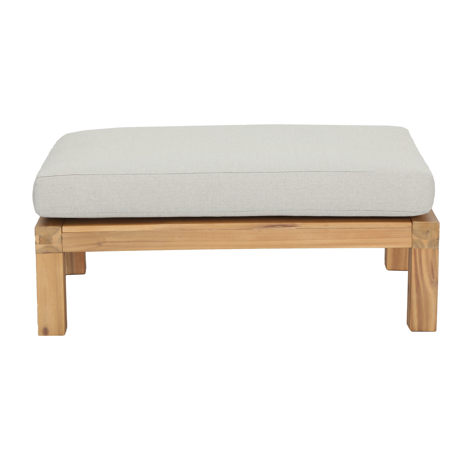 Outdoor RELAX Pouf in Beige with Acacia Base
