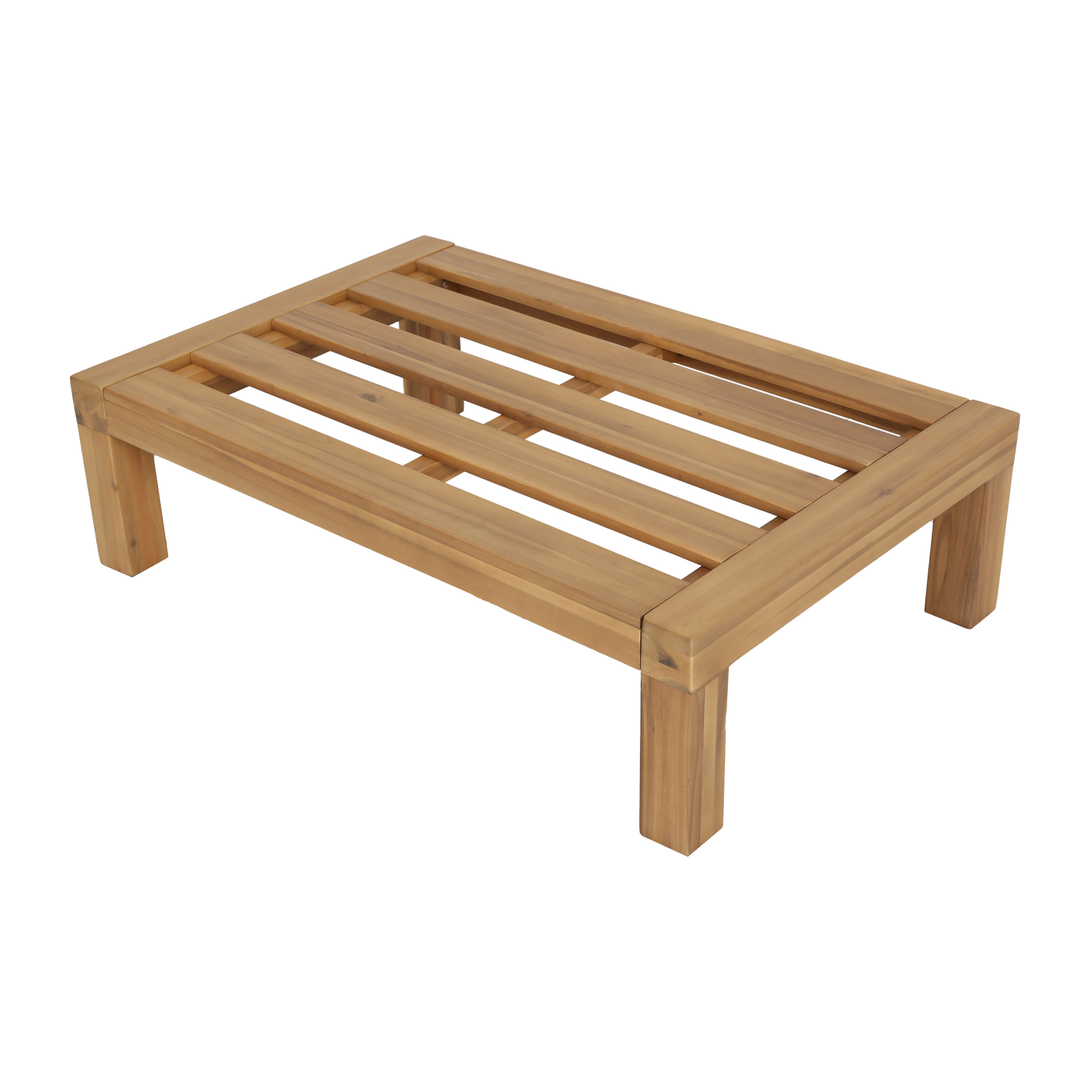 Outdoor RELAX Pouf in Beige with Acacia Base
