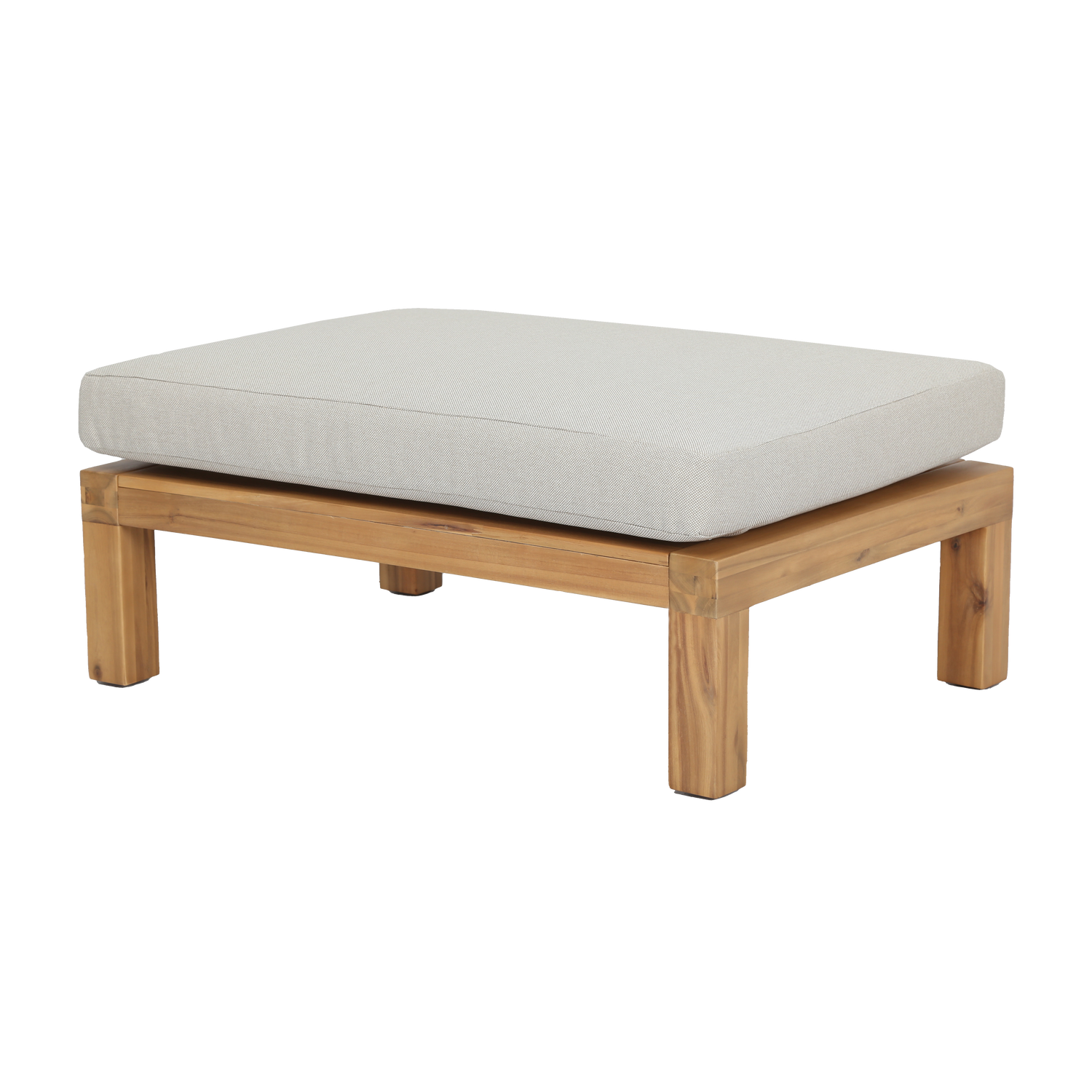Outdoor RELAX Pouf in Beige with Acacia Base
