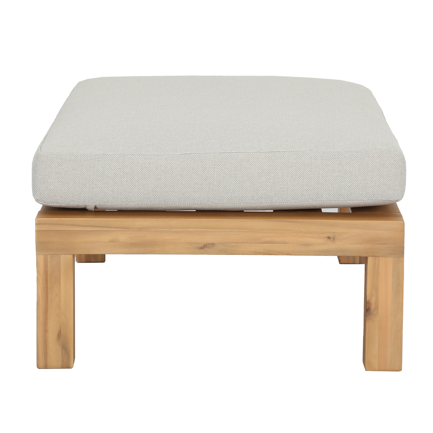 Outdoor RELAX Pouf in Beige with Acacia Base