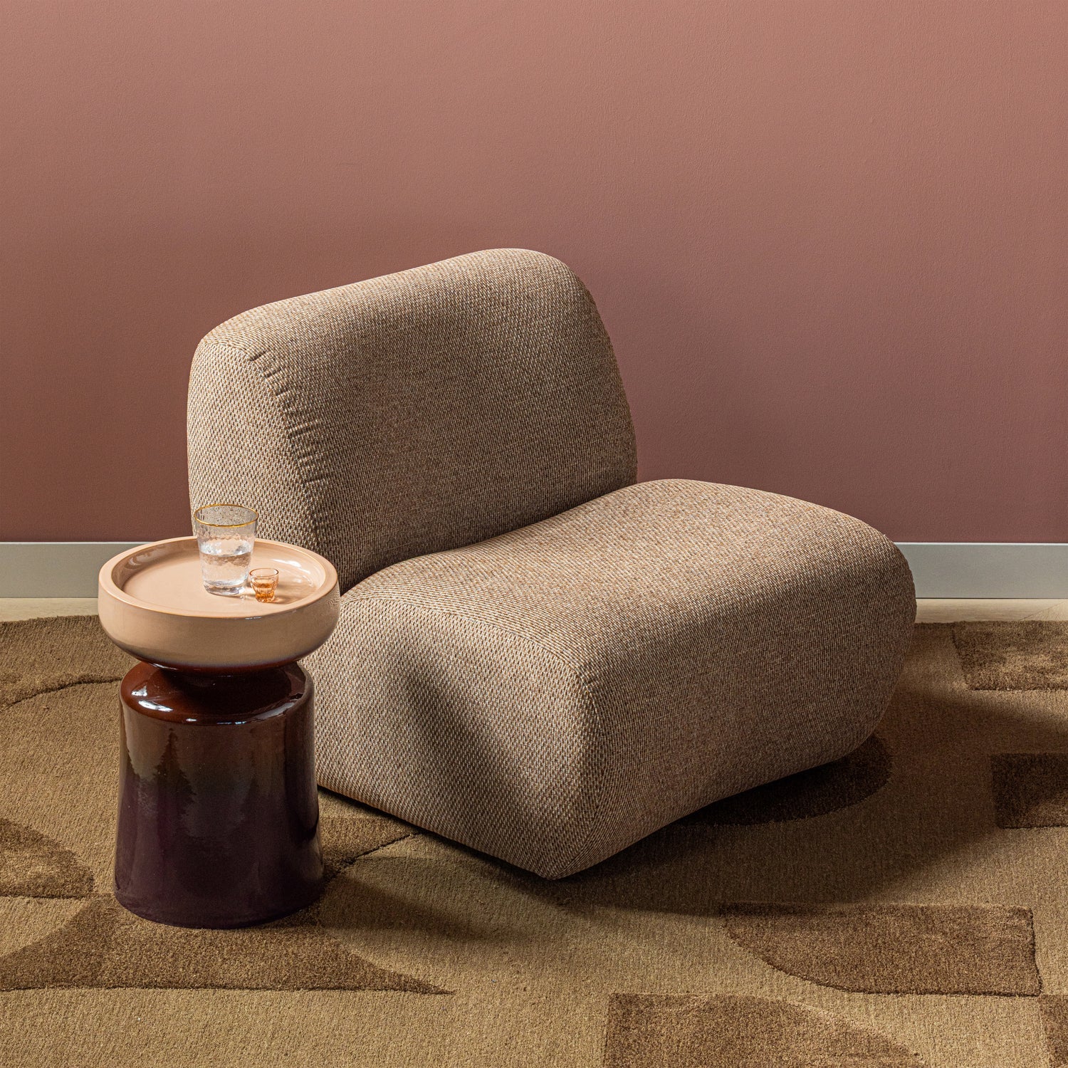 TUMO Dark Purple Side Table with Beige