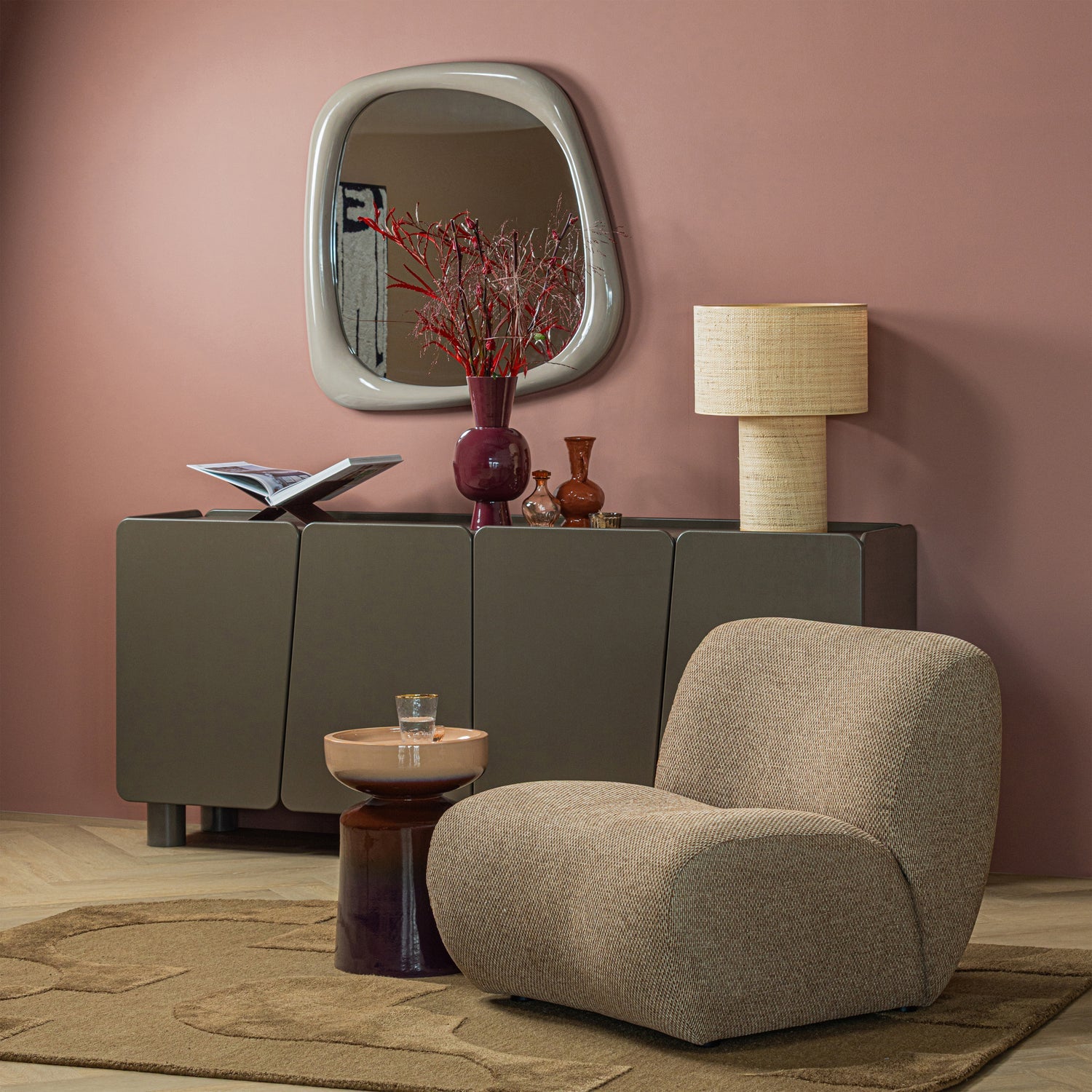 TUMO Dark Purple Side Table with Beige