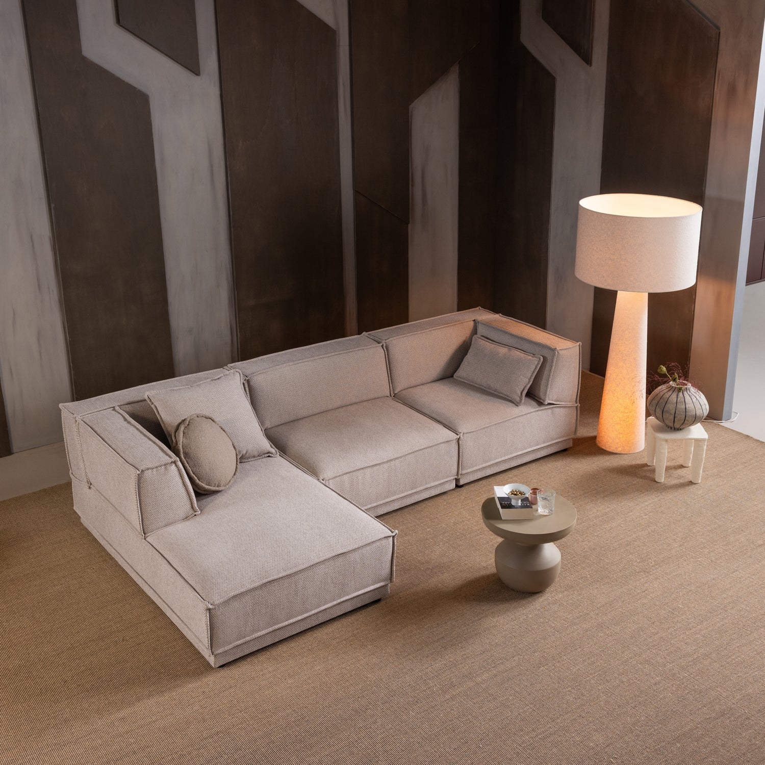 Stehlampe LOFT XXL beige Boucle