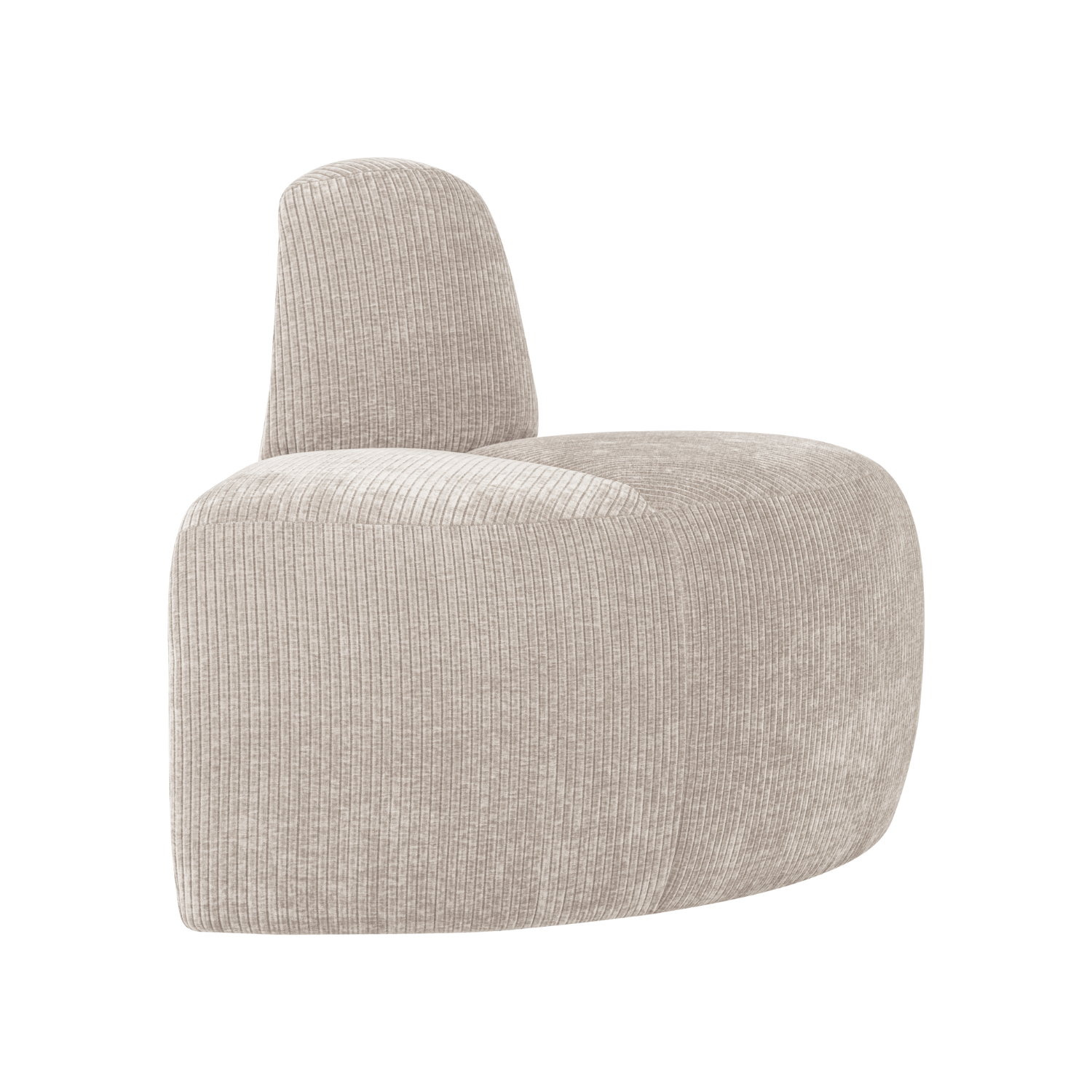 Modulares Sofa MOJO BENCH - abgerundetes Eckelement in Ecru Cord