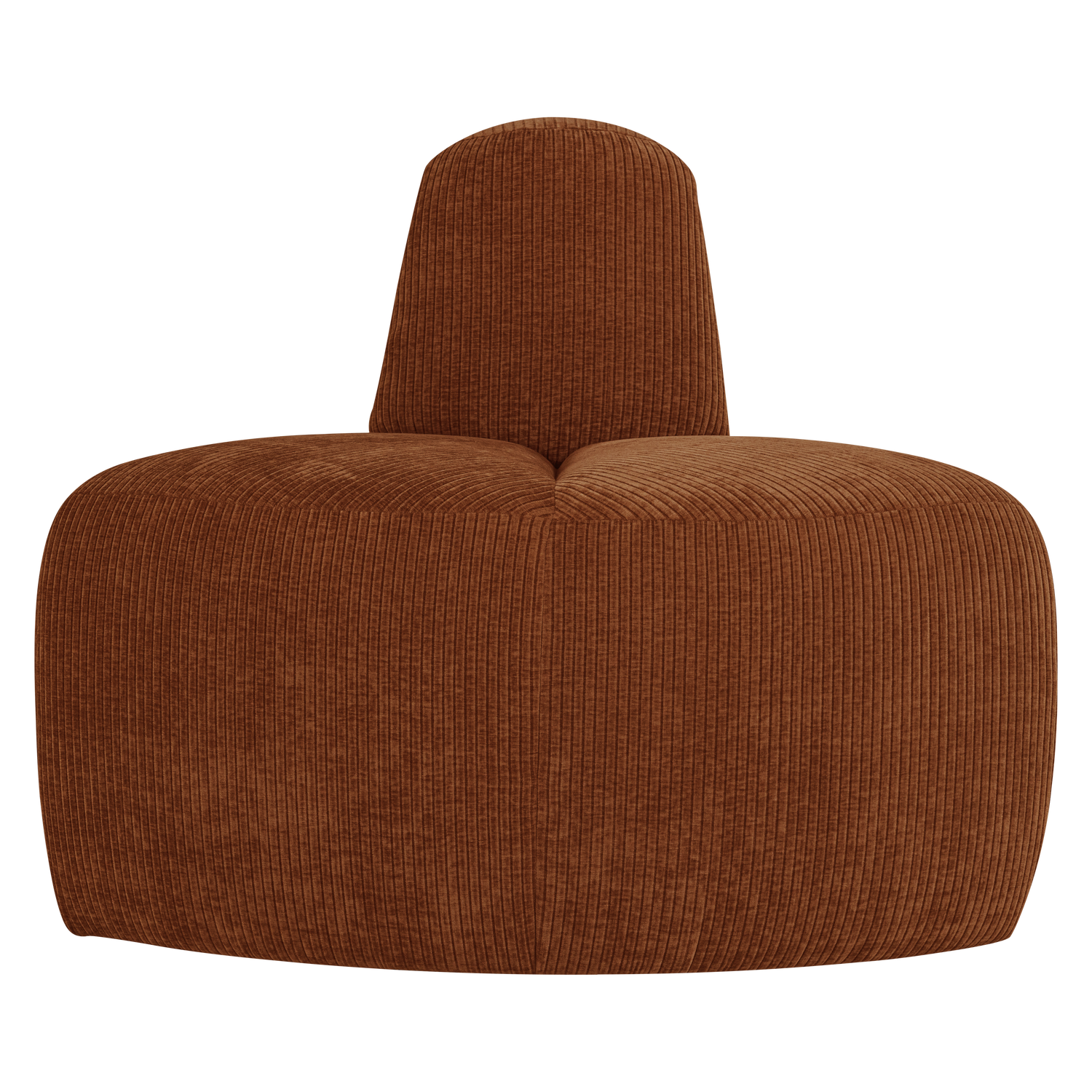 MOJO Modular Sofa - Rounded Corner Element in Brick Brown Corduroy