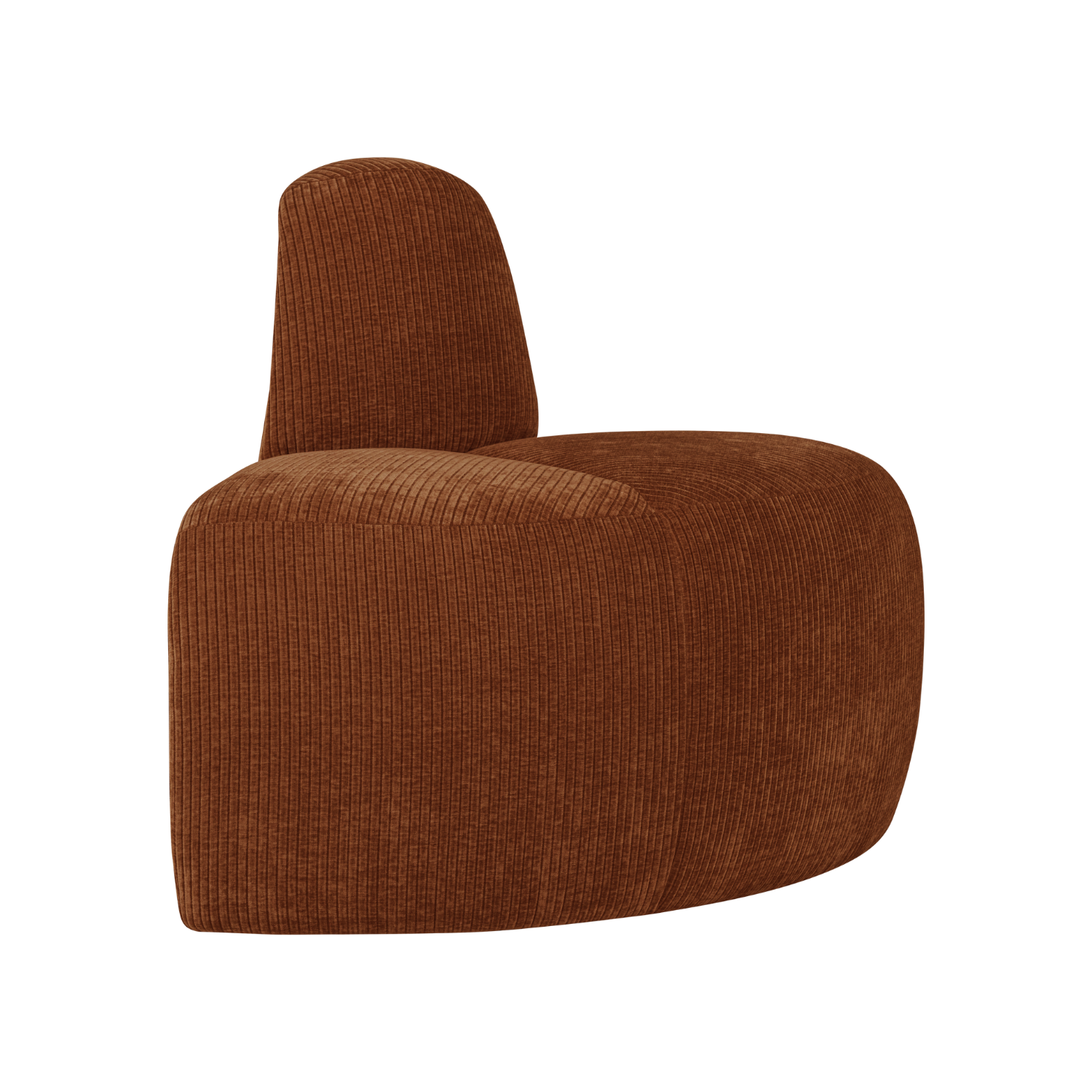 MOJO Modular Sofa - Rounded Corner Element in Brick Brown Corduroy