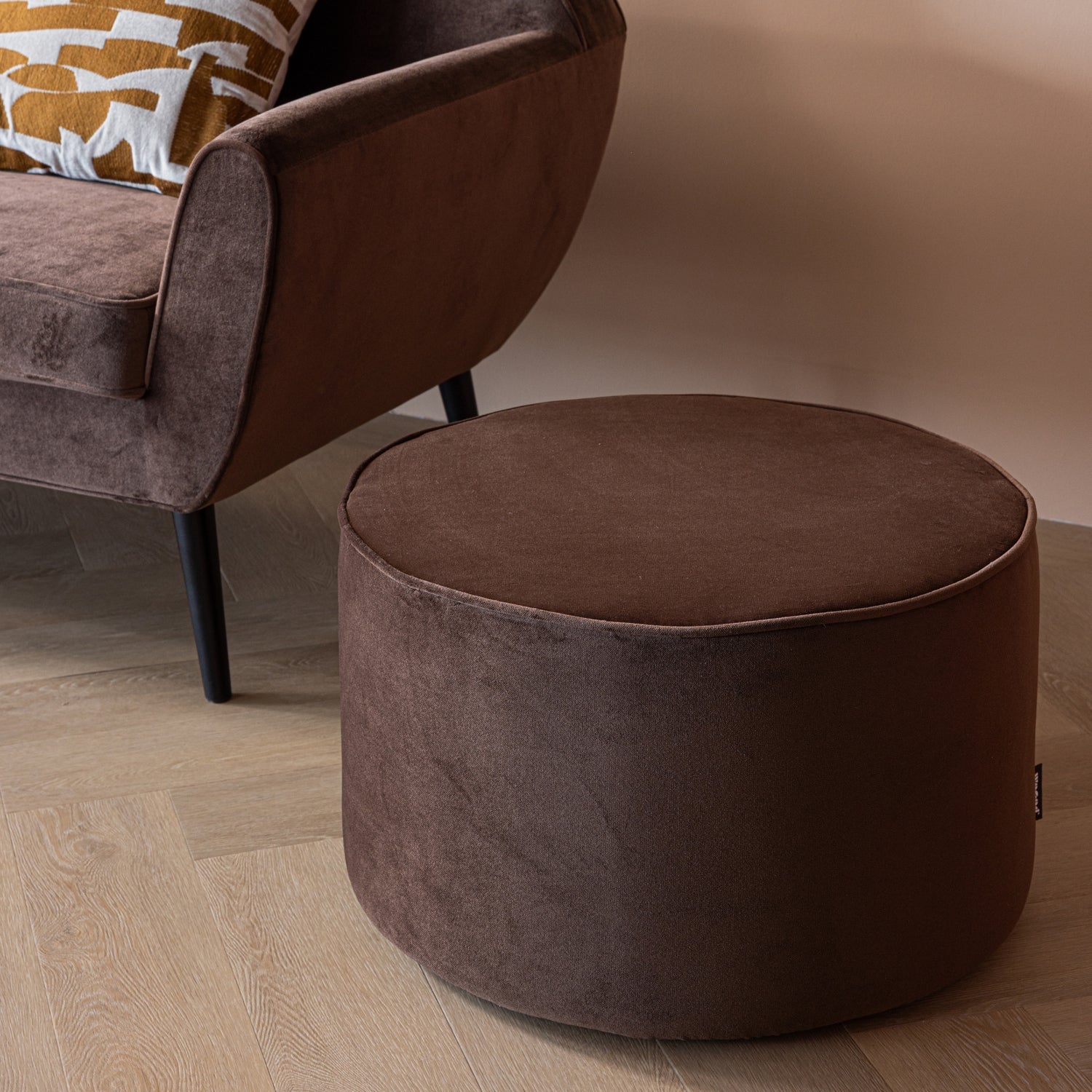 Chocolate Velvet Pouf SARA