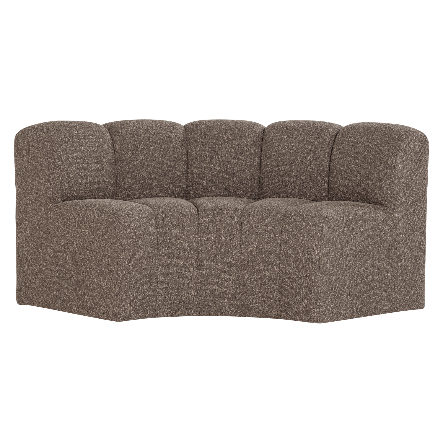 Modulares Sofa MOJO BENCH - halbräumer Eckelement in braunem Bouclé