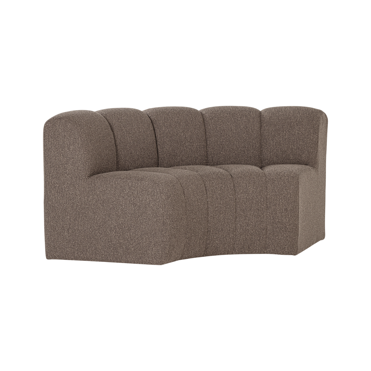 Modulares Sofa MOJO BENCH - halbräumer Eckelement in braunem Bouclé