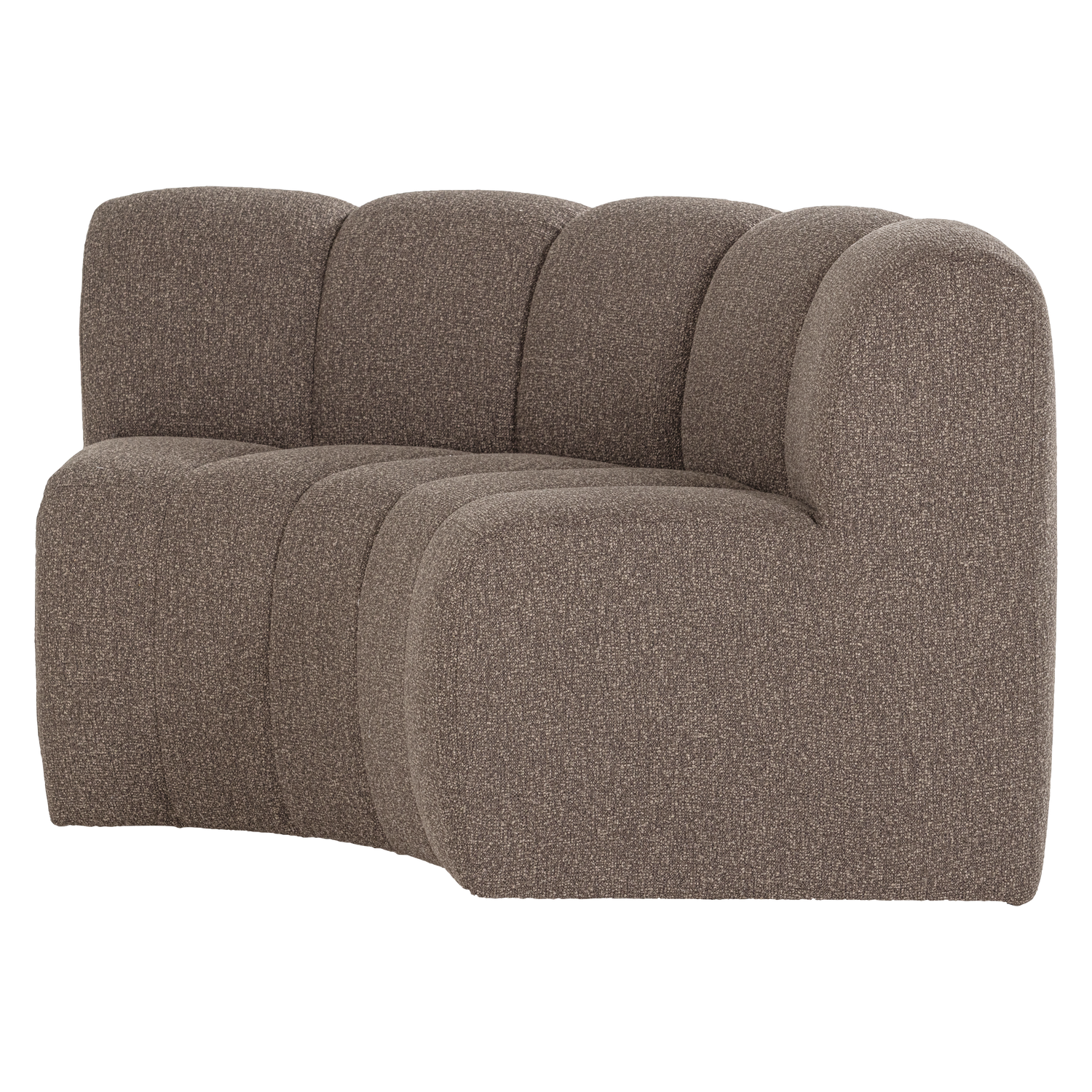 Modulares Sofa MOJO BENCH - halbräumer Eckelement in braunem Bouclé