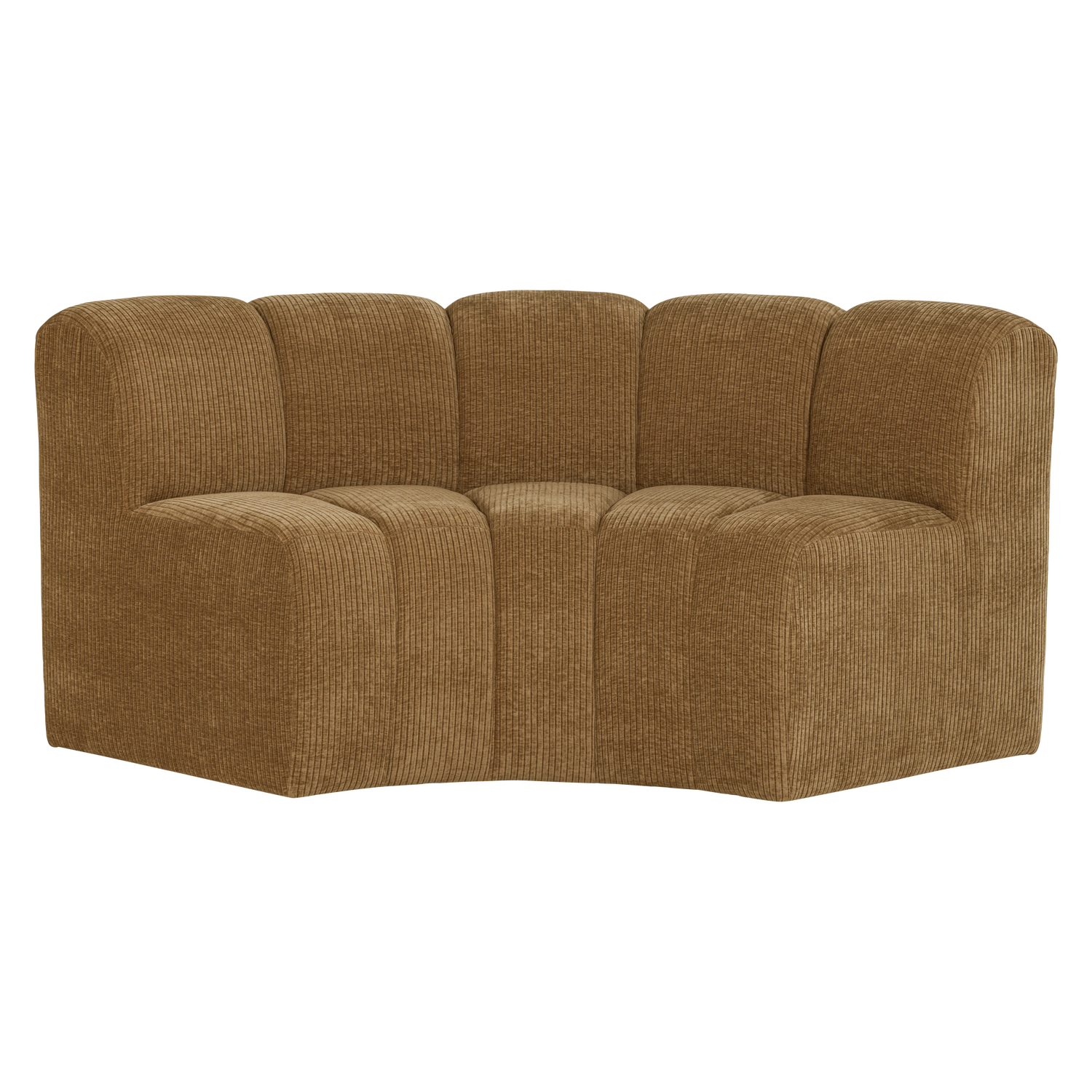 Modulares Sofa MOJO - halbrunde Eckelement in honigfarbenem Cord