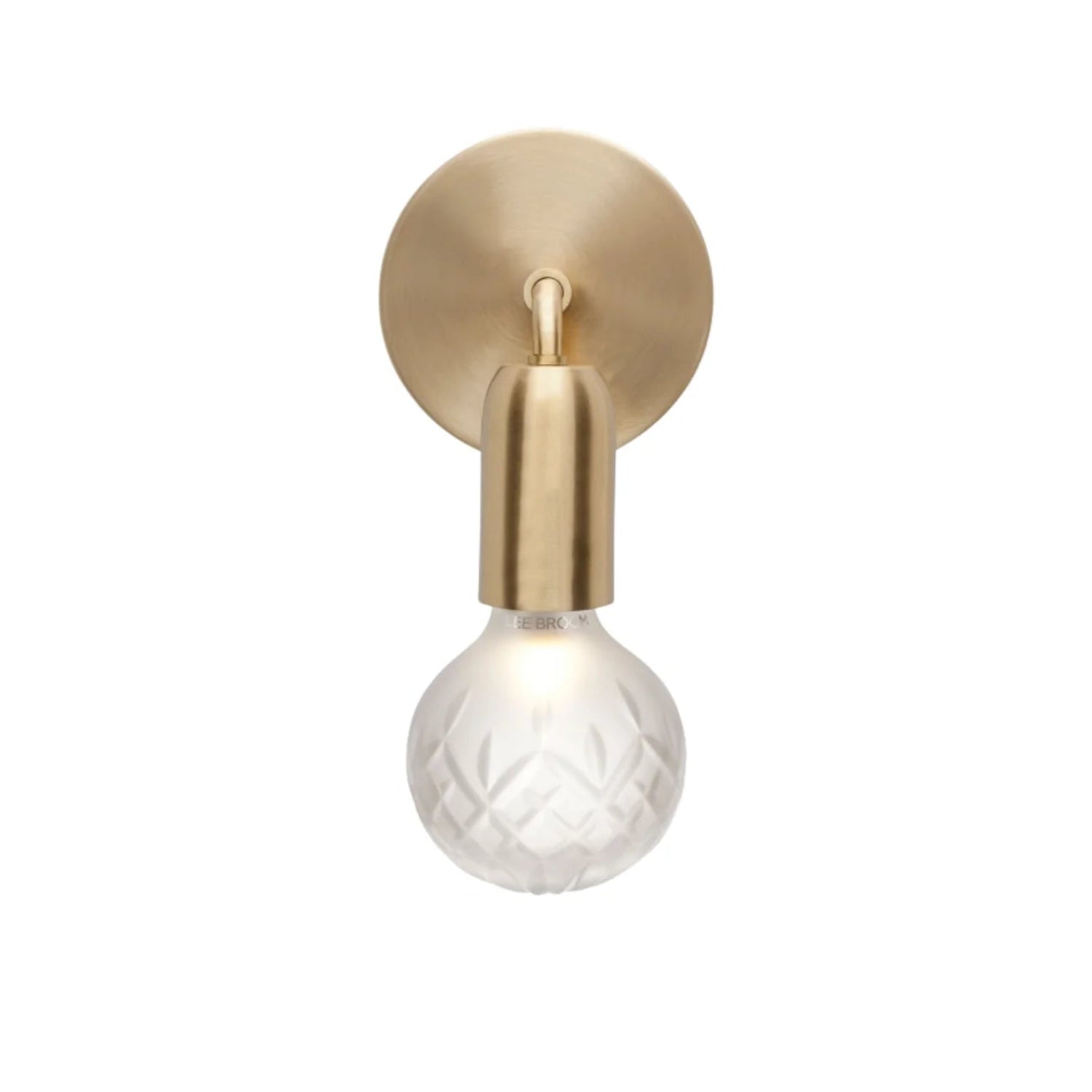 Wandlampe CRYSTAL BULB aus mattem Kristallglas mit messingfarbener Oberfläche