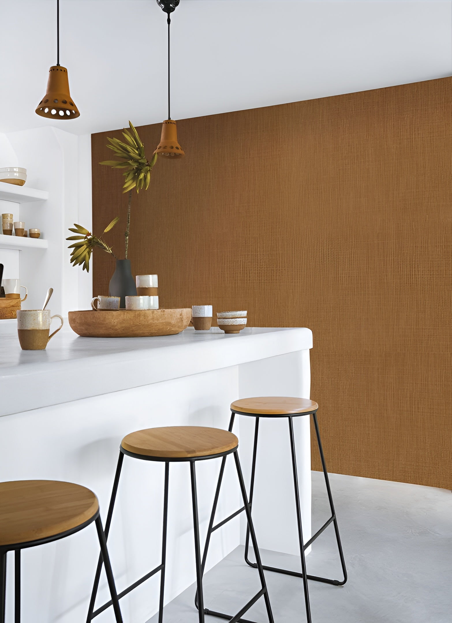 Structural wallpaper imitating linen canvas SHINOK - CACTUS cactus