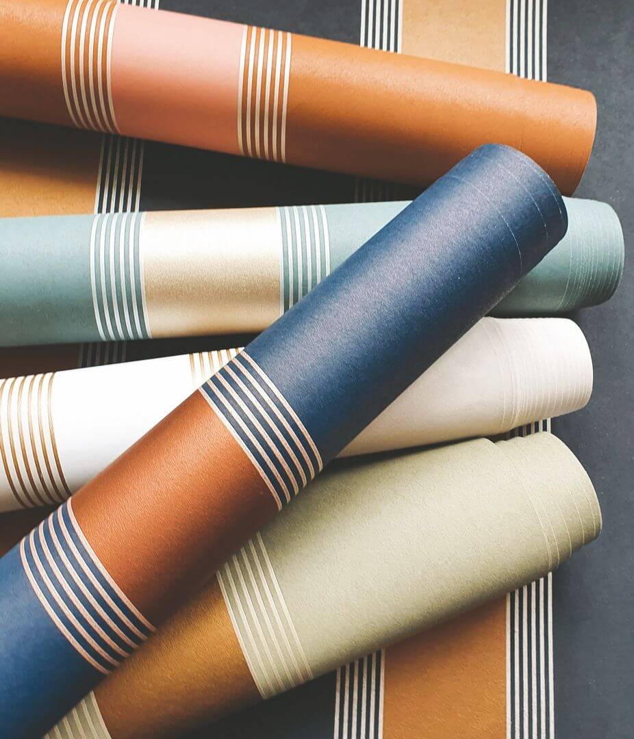 Tapete mit geometrischem Streifenmuster AUTEUIL - DUNKELGRÜN mit GELB