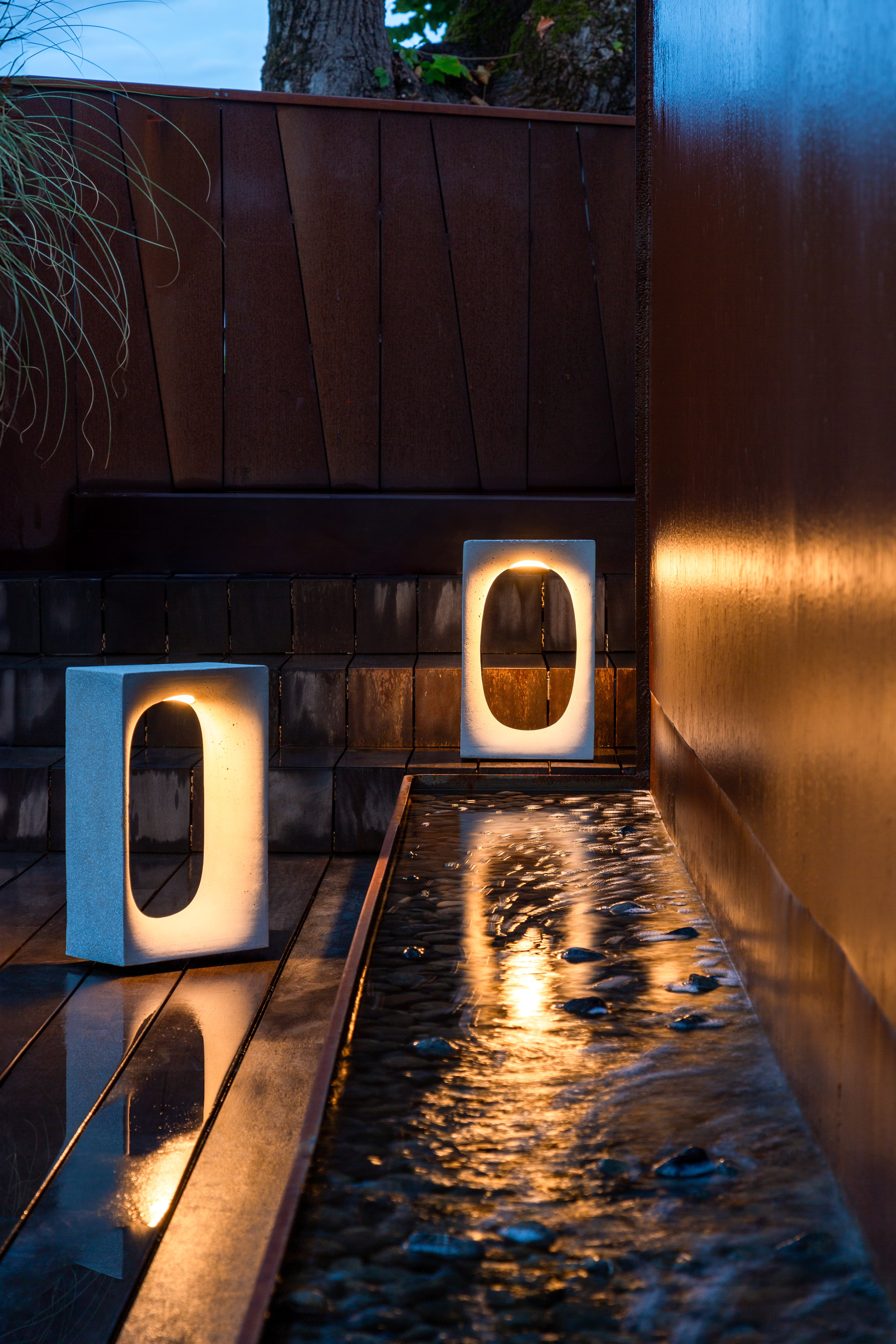 Outdoor lamp JAN gray concrete with marble