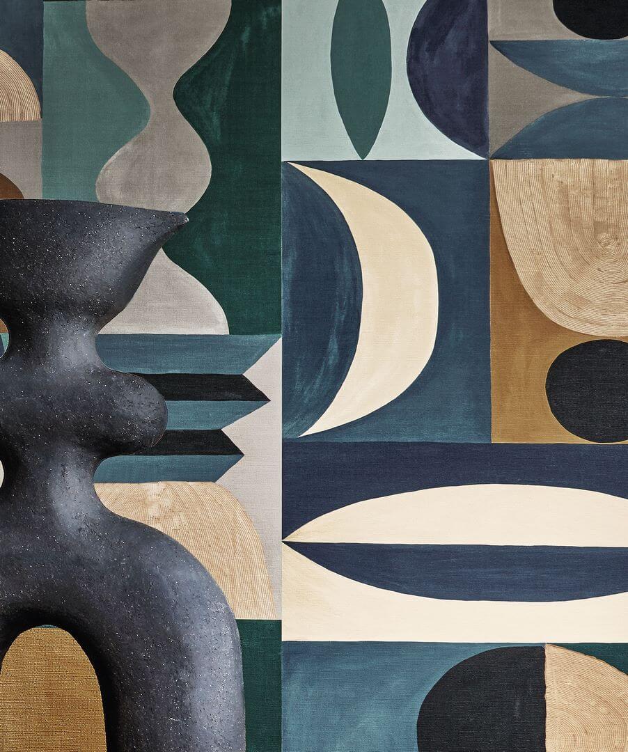 Wandbild mit geometrischem Muster MODELAGE - BLAU/SELEDIN blau mit seledin