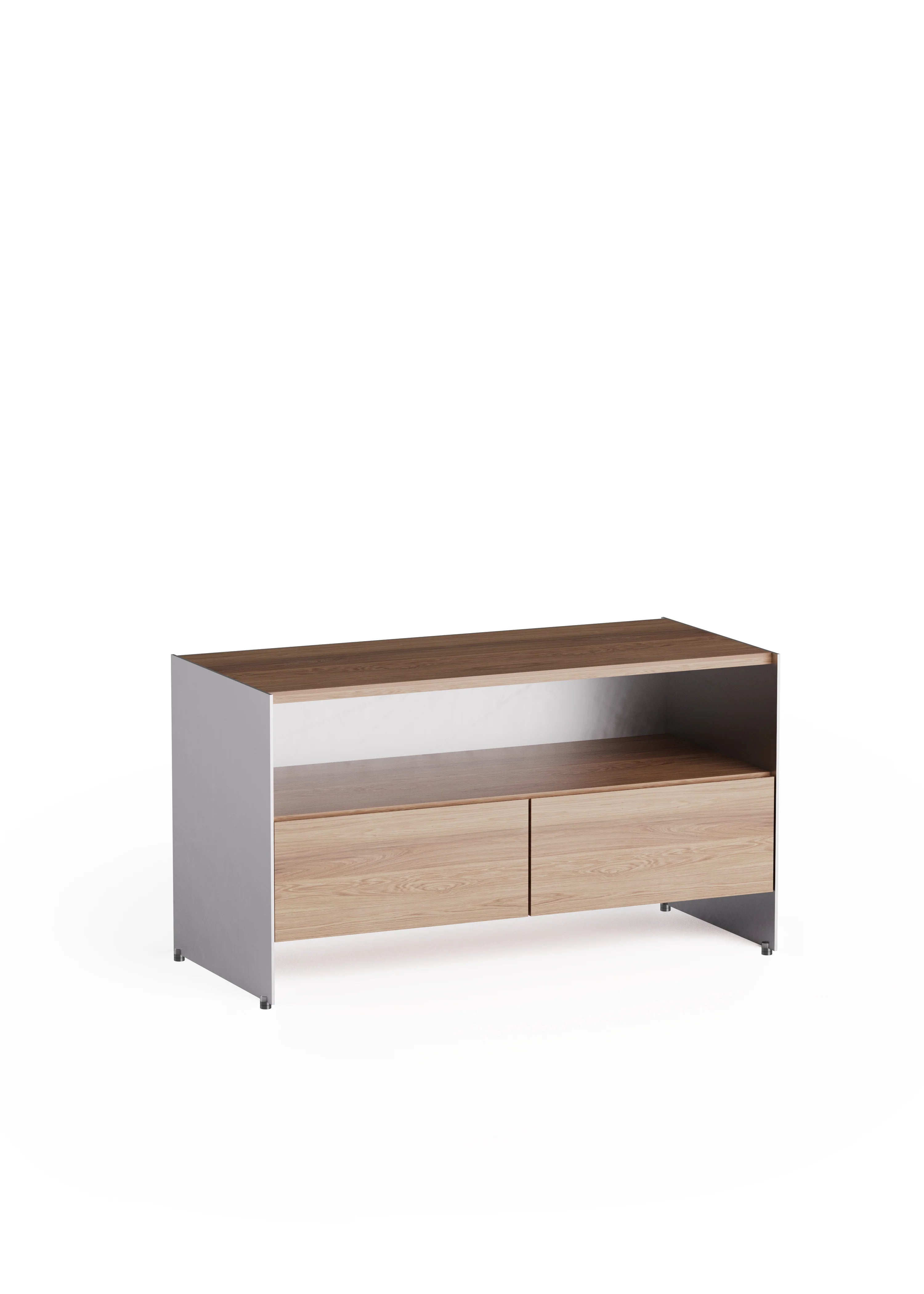 ALOOX 90 Cabinet in Oak Wood with Aluminum Finish