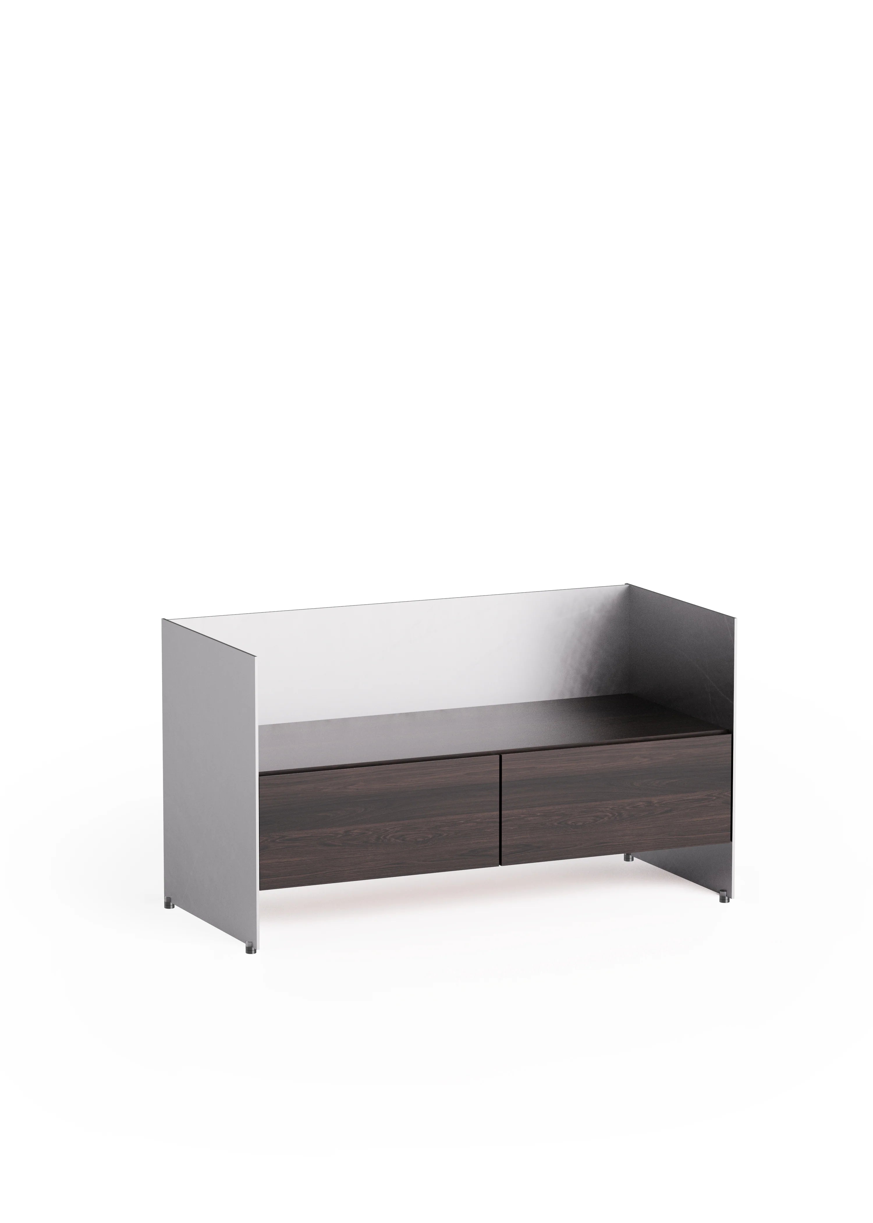 Schrank ALOOX 90 aus schwarzem Eichenholz mit Aluminiumoberfläche