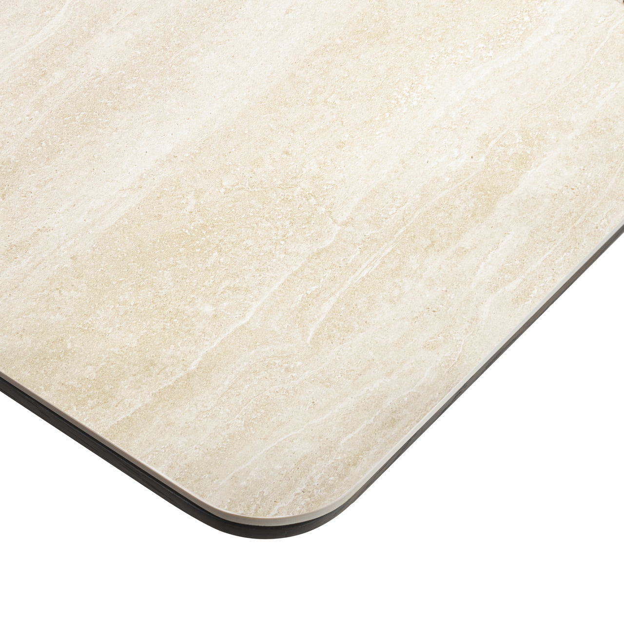 Quadratischer Bartisch RITZ braun Eichenfurnier mit beigem Keramikoberfläche