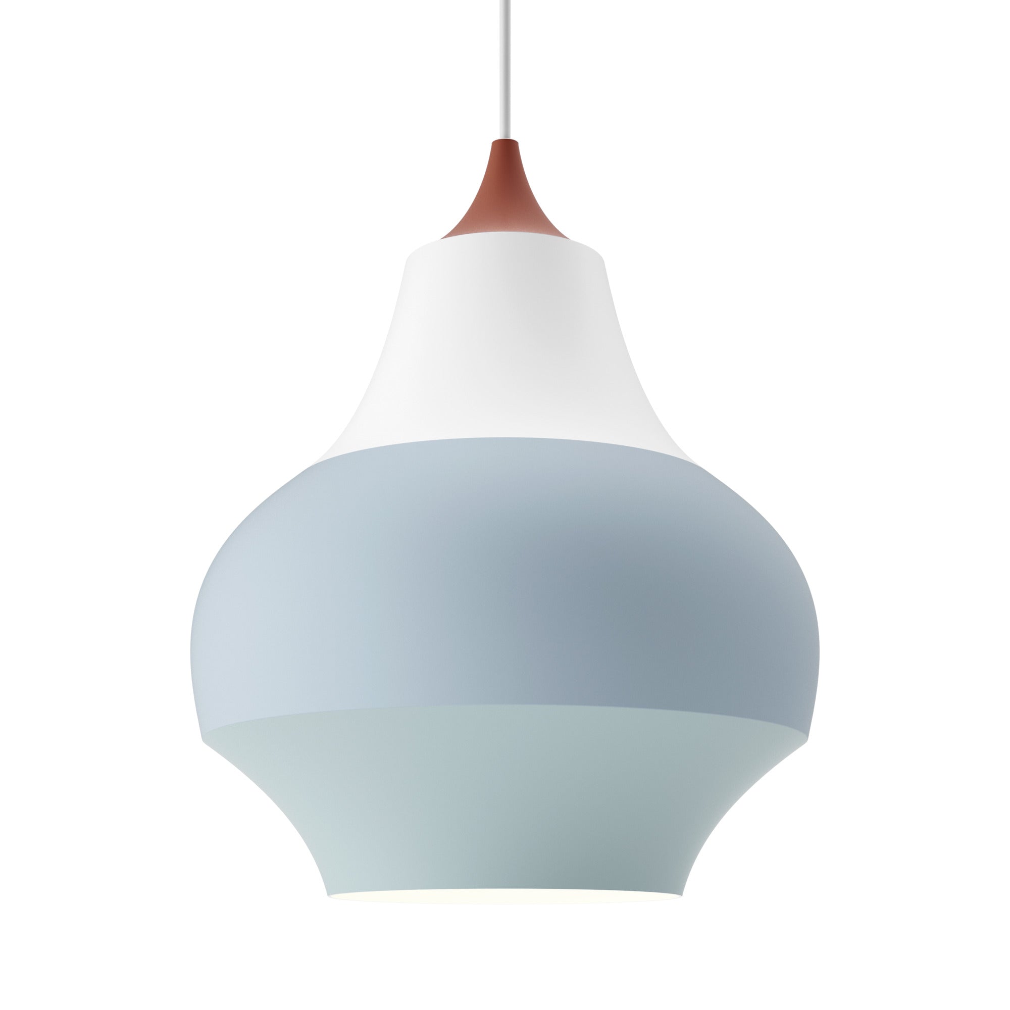 Pendant lamp CIRQUE white-blue with a copper tip
