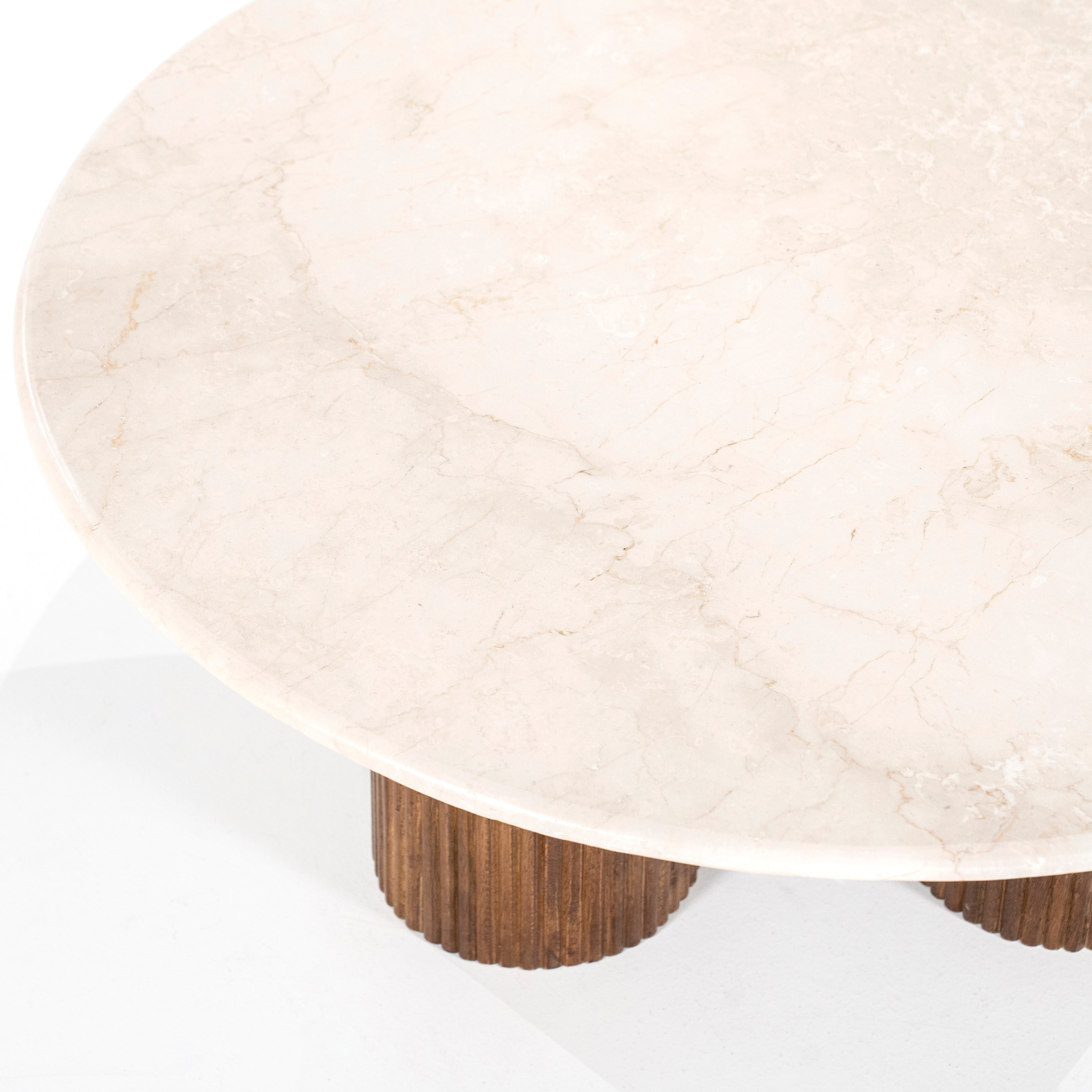 XAVI coffee table made of mango wood with a marble top