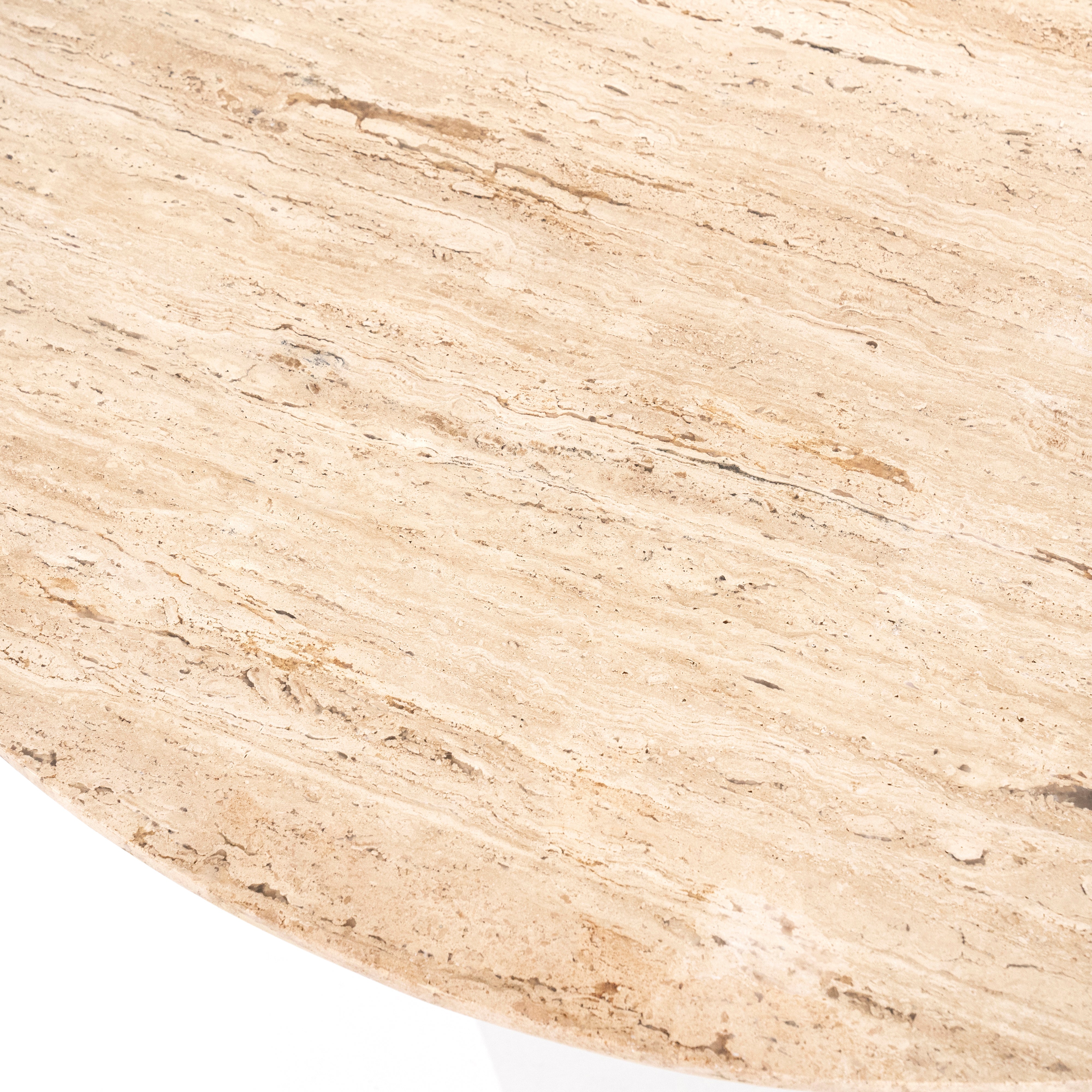Round Table SARA Light Beige Travertine with Mango Wood