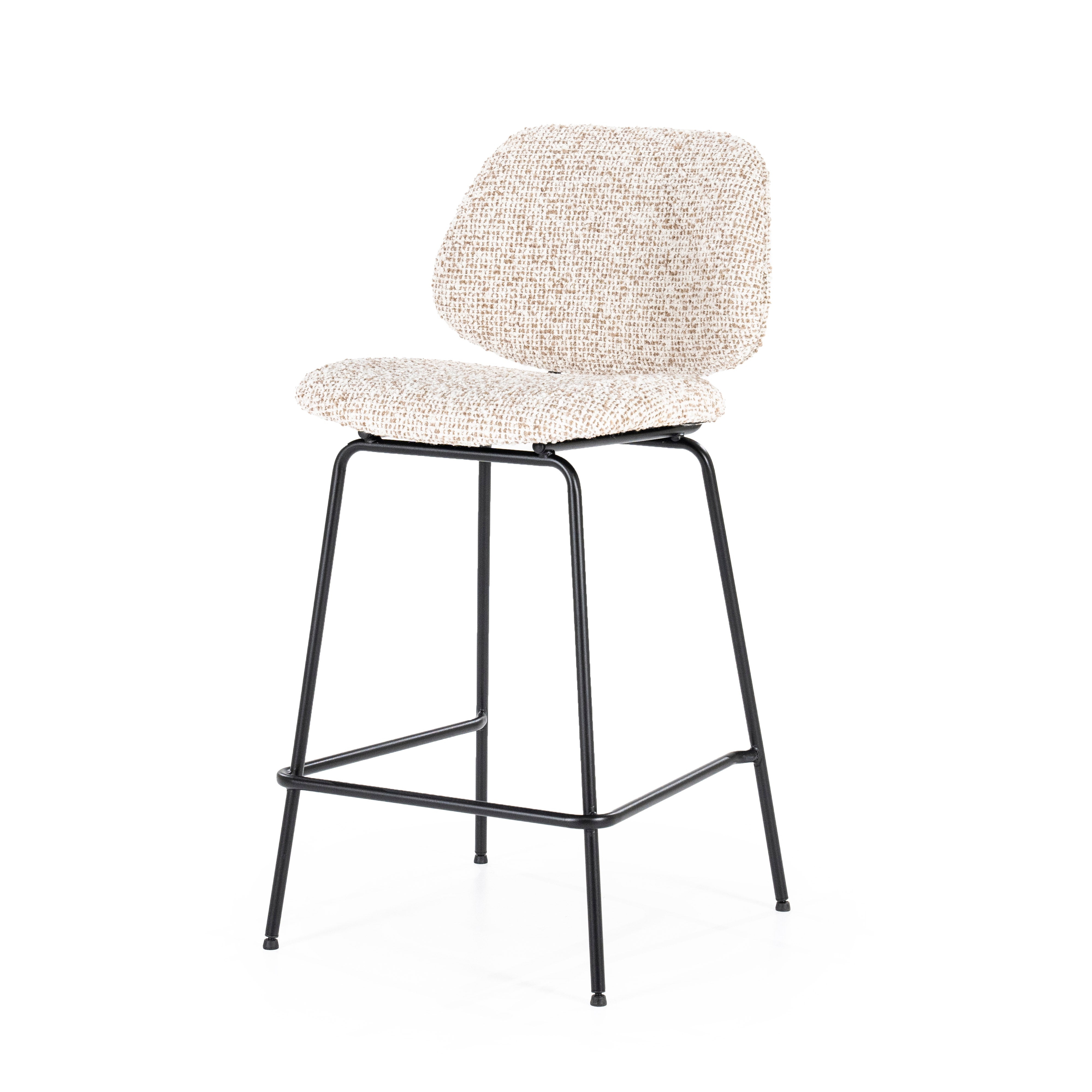 Hocker JON beige mit schwarzem Fuß
