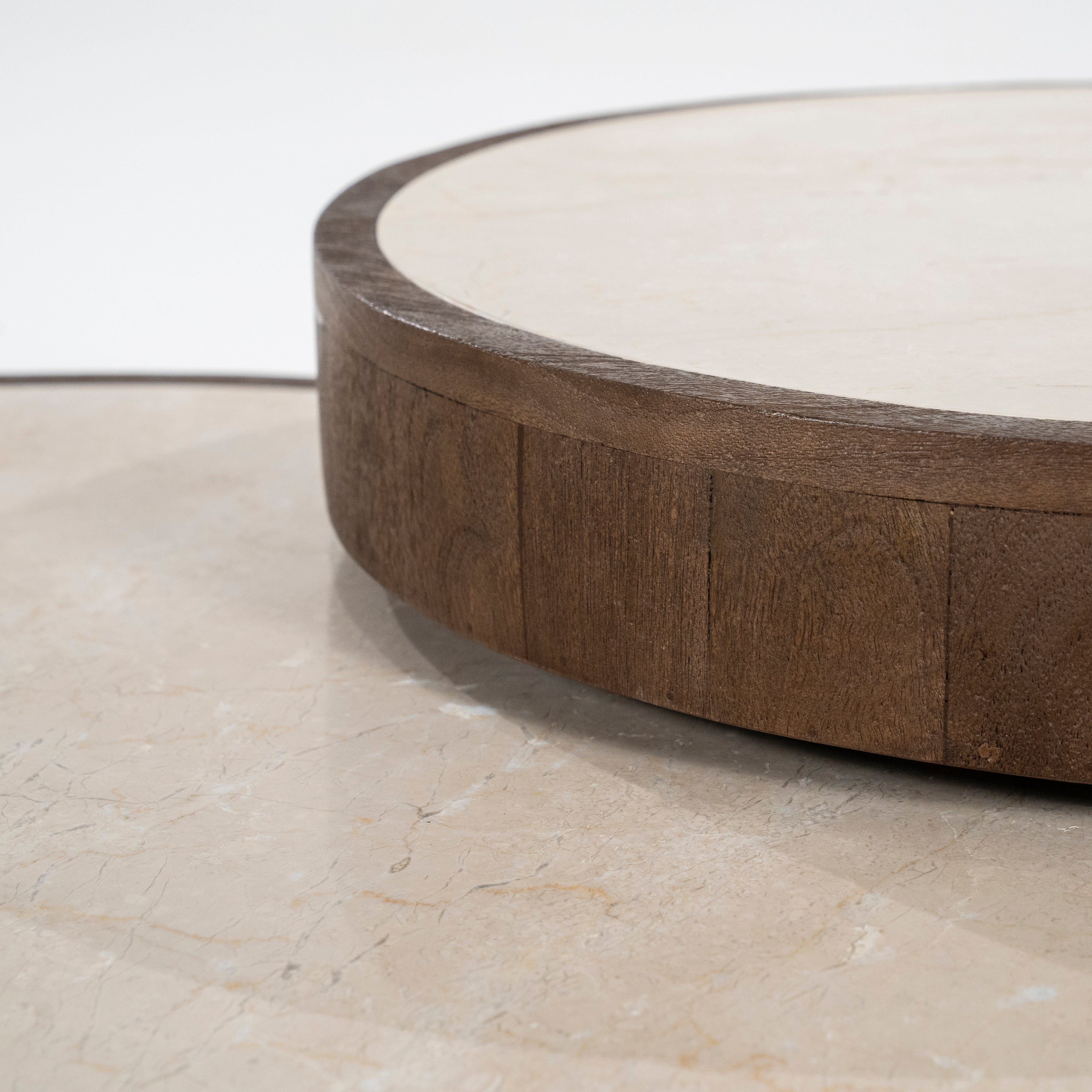 HAZEL Table Set Dark Brown Mango Wood with Marble Top