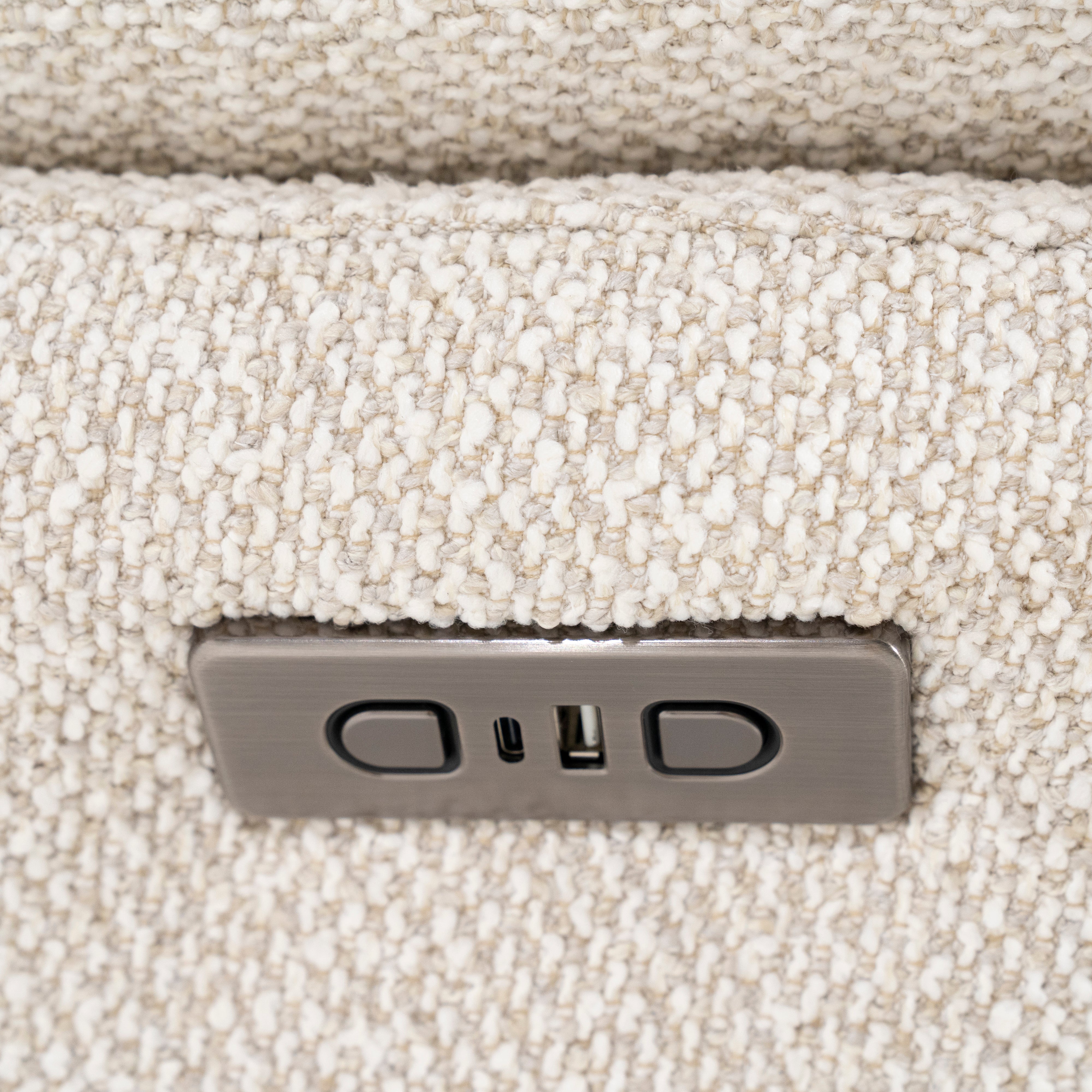 Sessel mit Fußstütze CALEB beige mit schwarzem Gestell