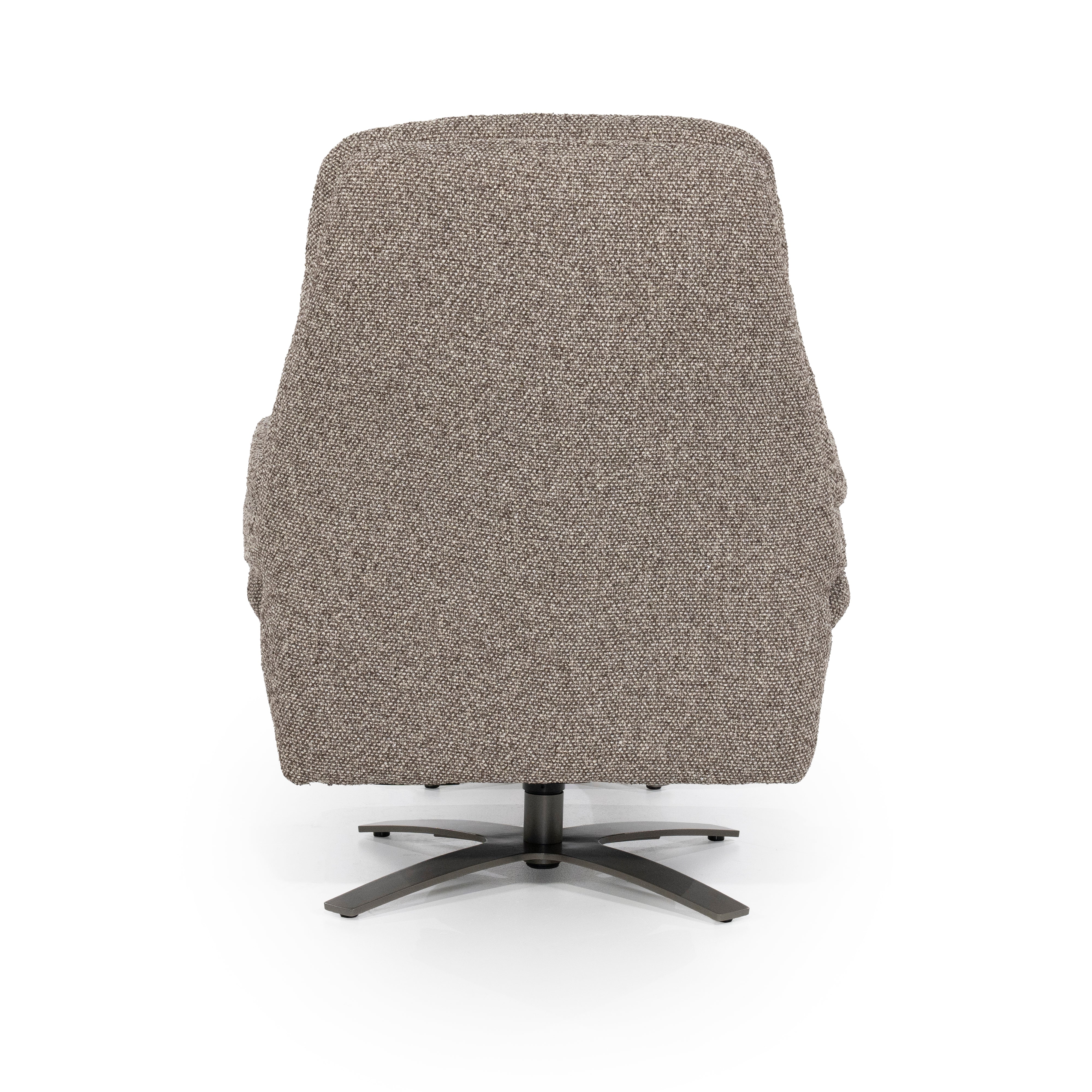 CALEB Dark Beige Armchair with Black Base and Footrest