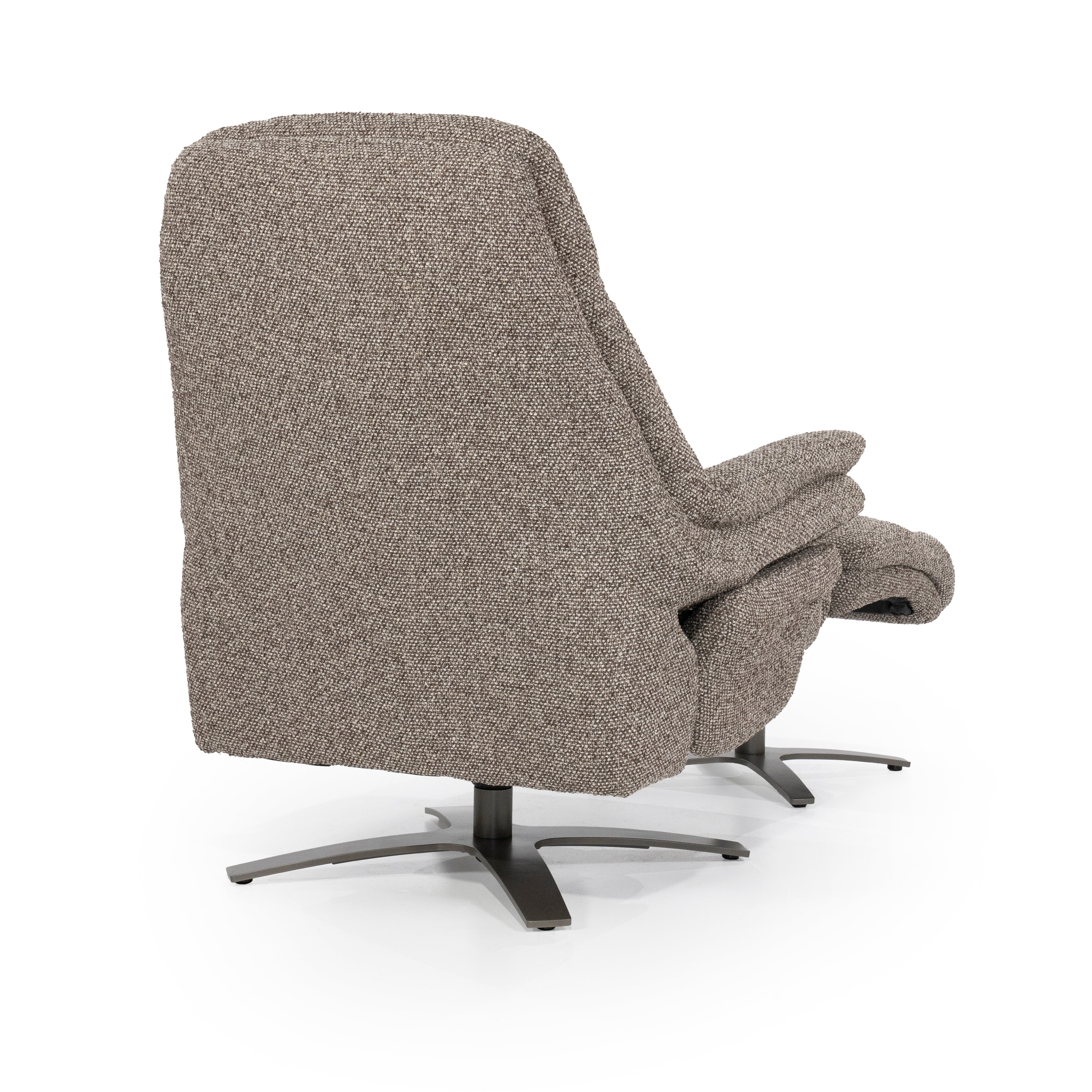 CALEB Dark Beige Armchair with Black Base and Footrest