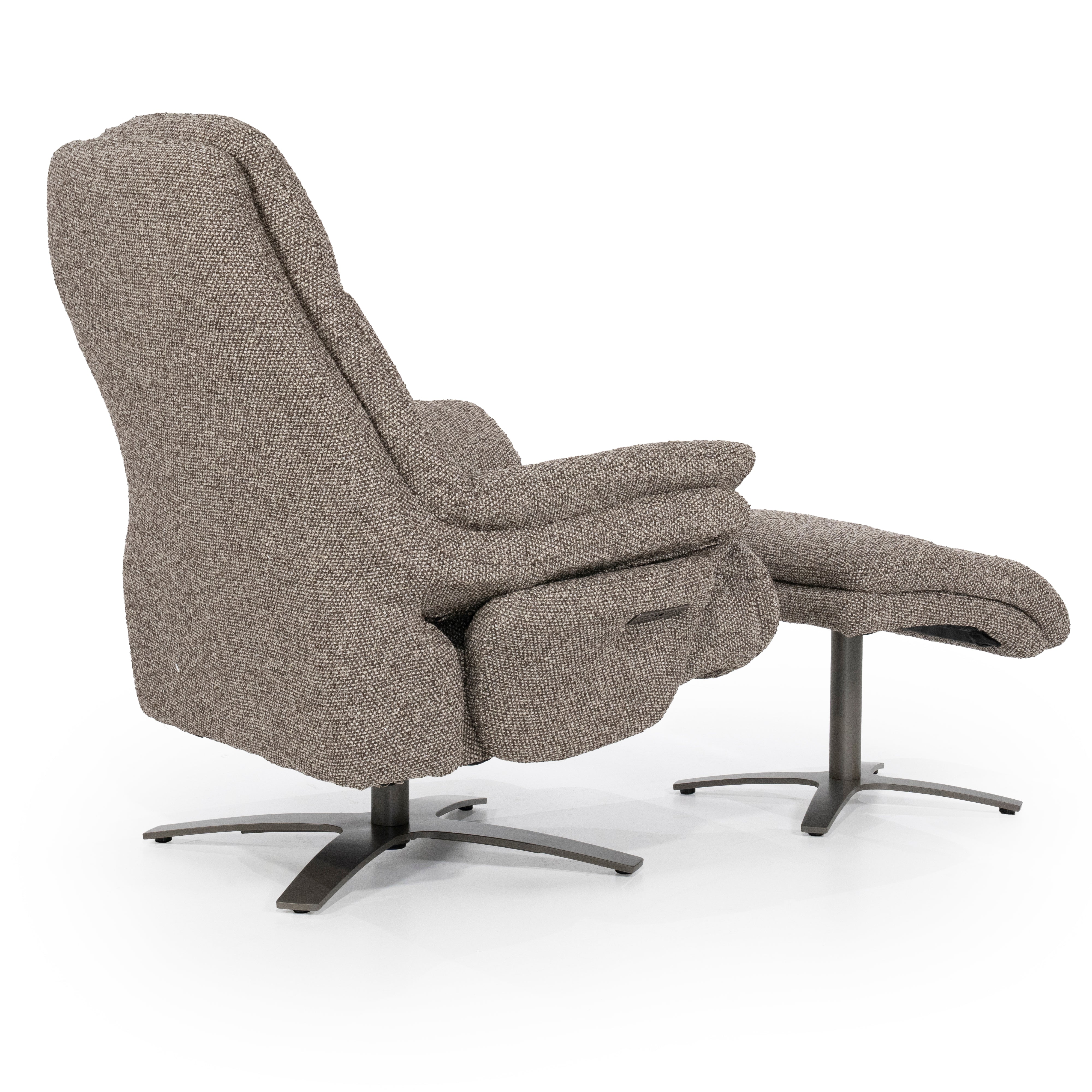 CALEB Dark Beige Armchair with Black Base and Footrest
