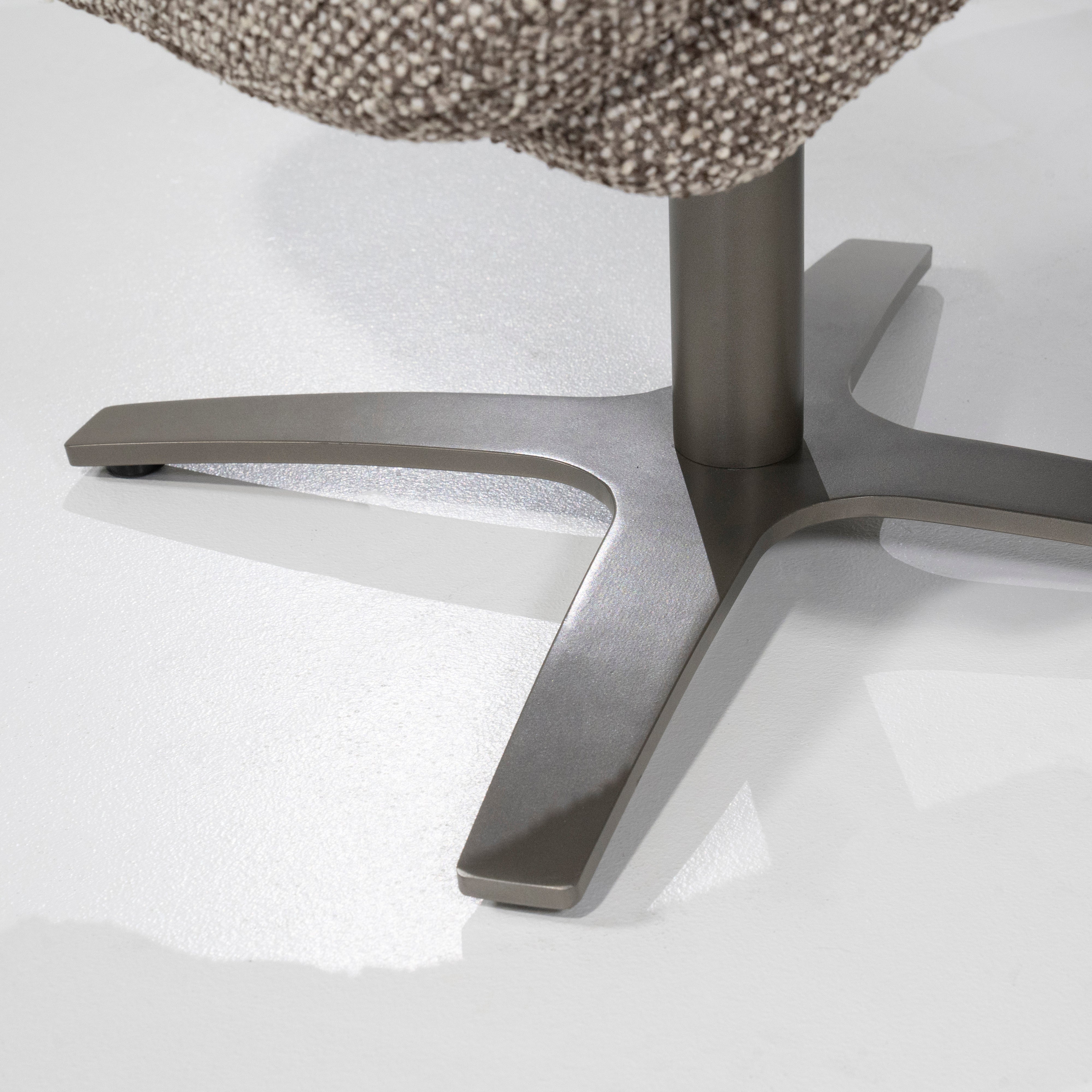 CALEB Dark Beige Armchair with Black Base and Footrest