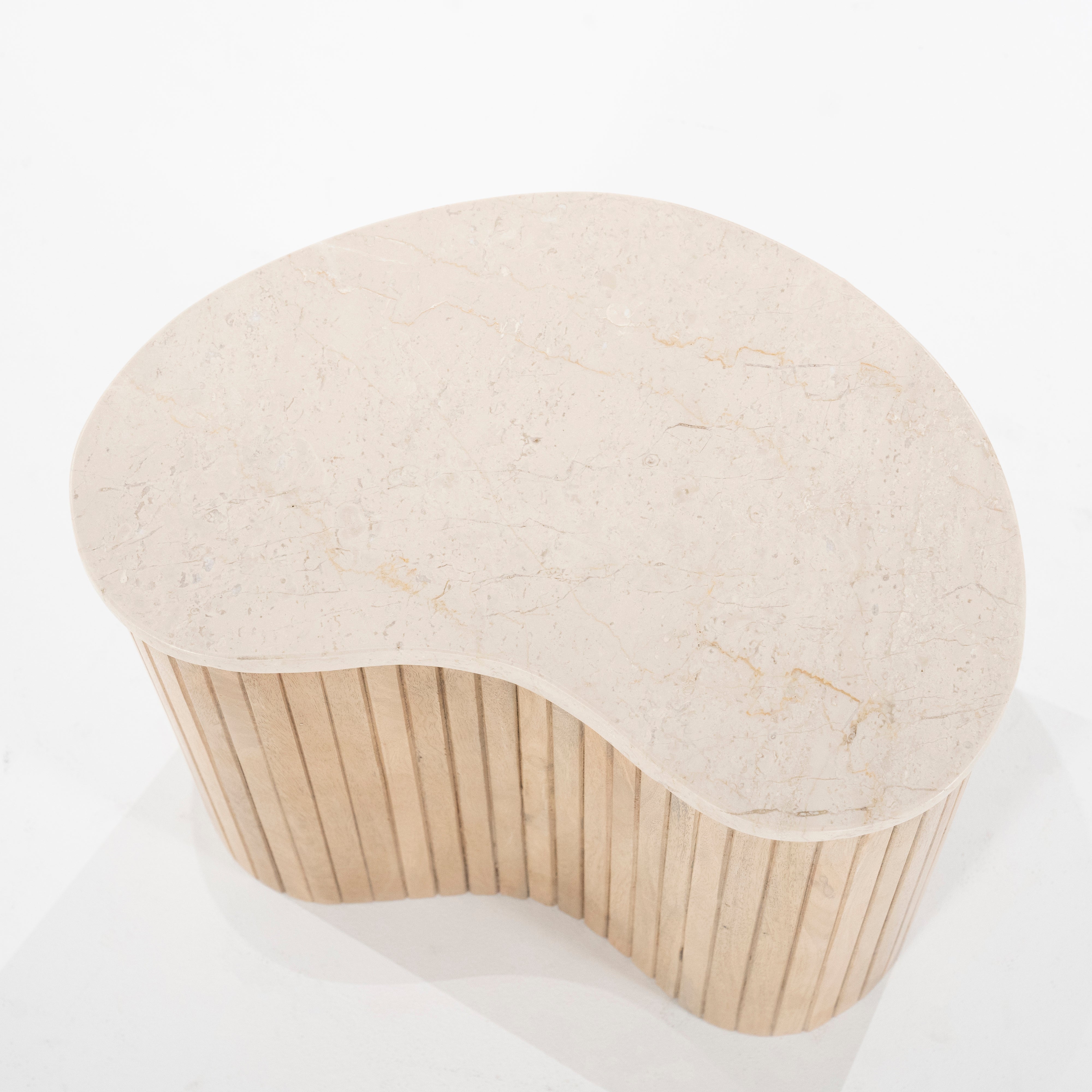 Beistelltisch KIRA aus Mangoholz mit Marmorplatte