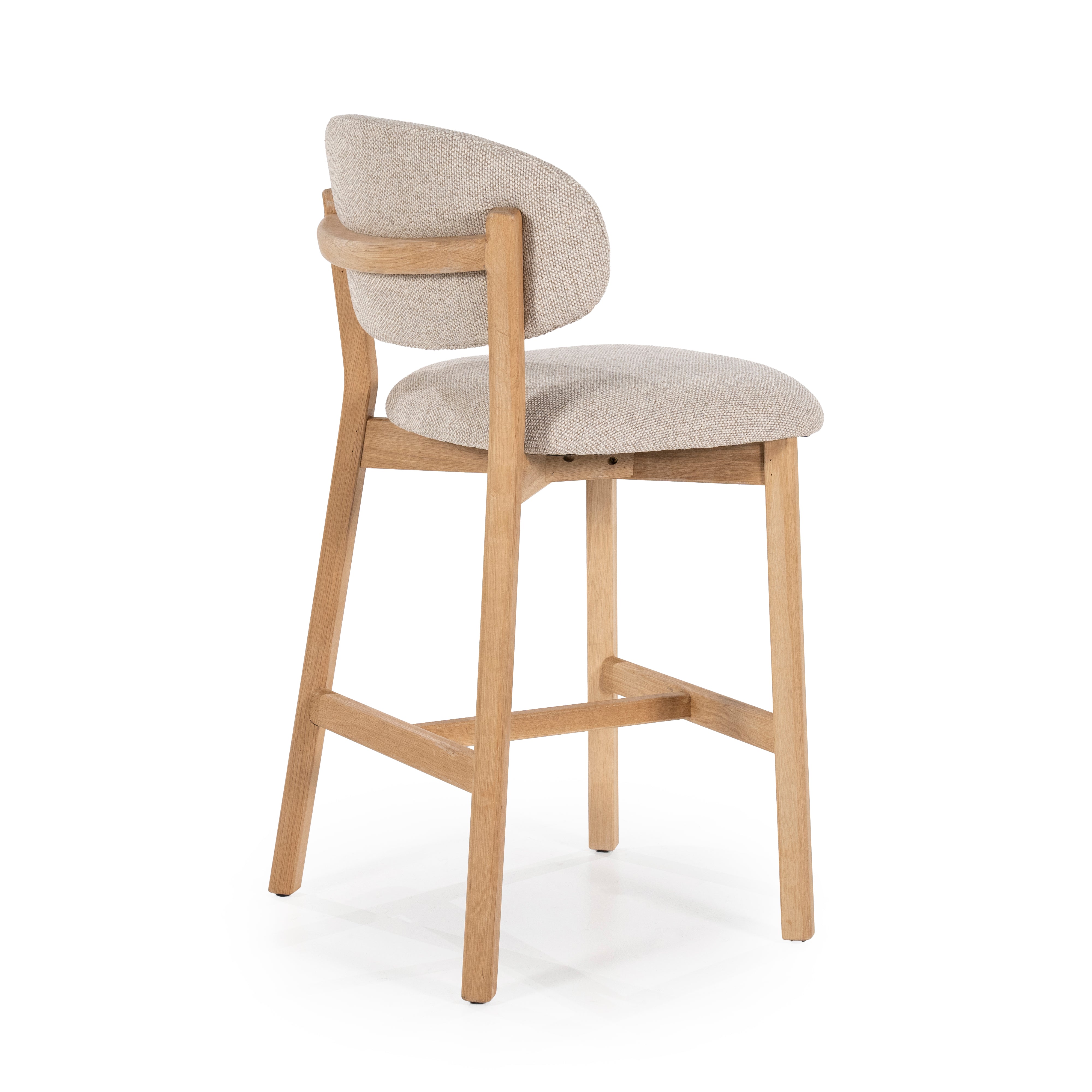 MIKKY taupe stool with oak base