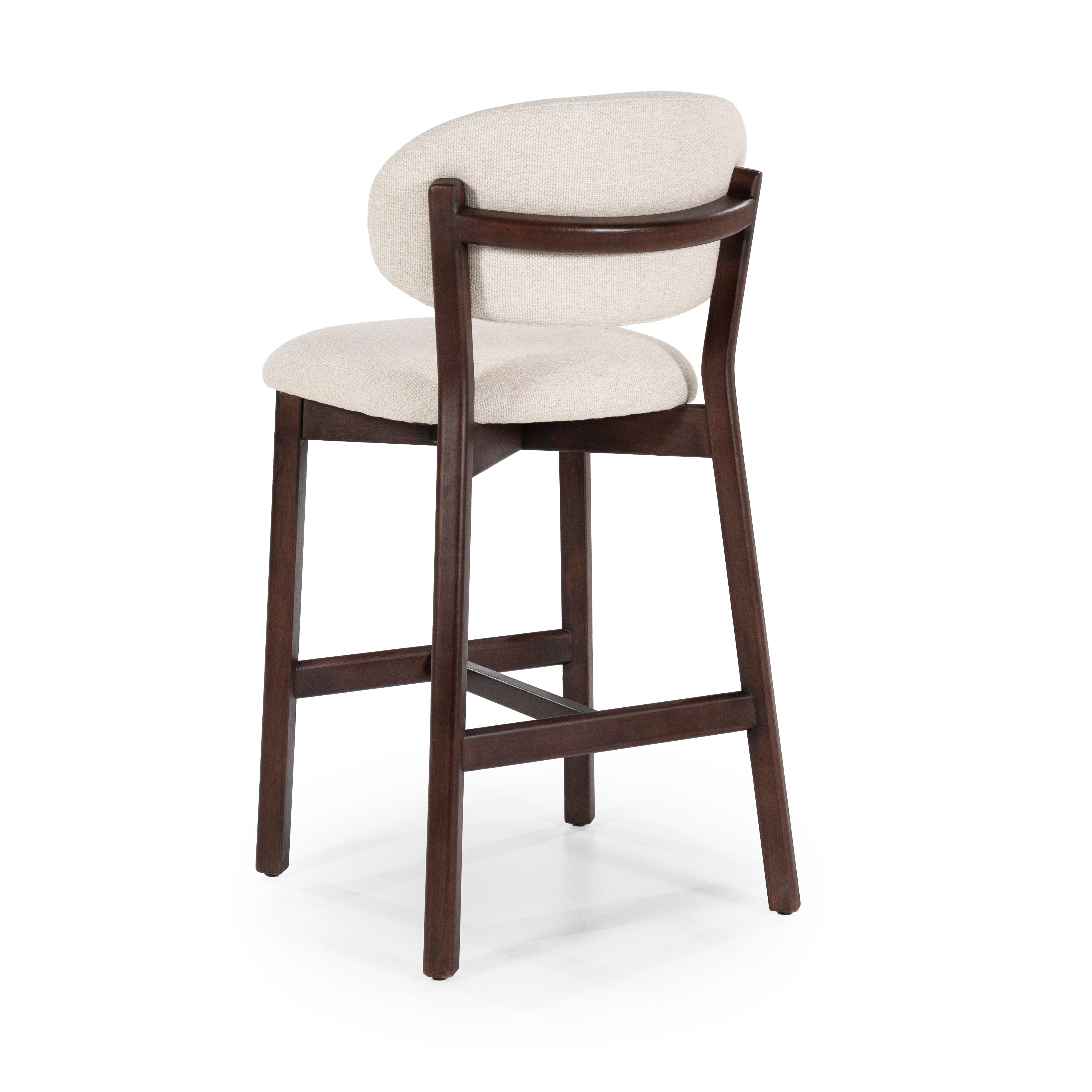 MIKKY Beige Stool with Dark Oak Base
