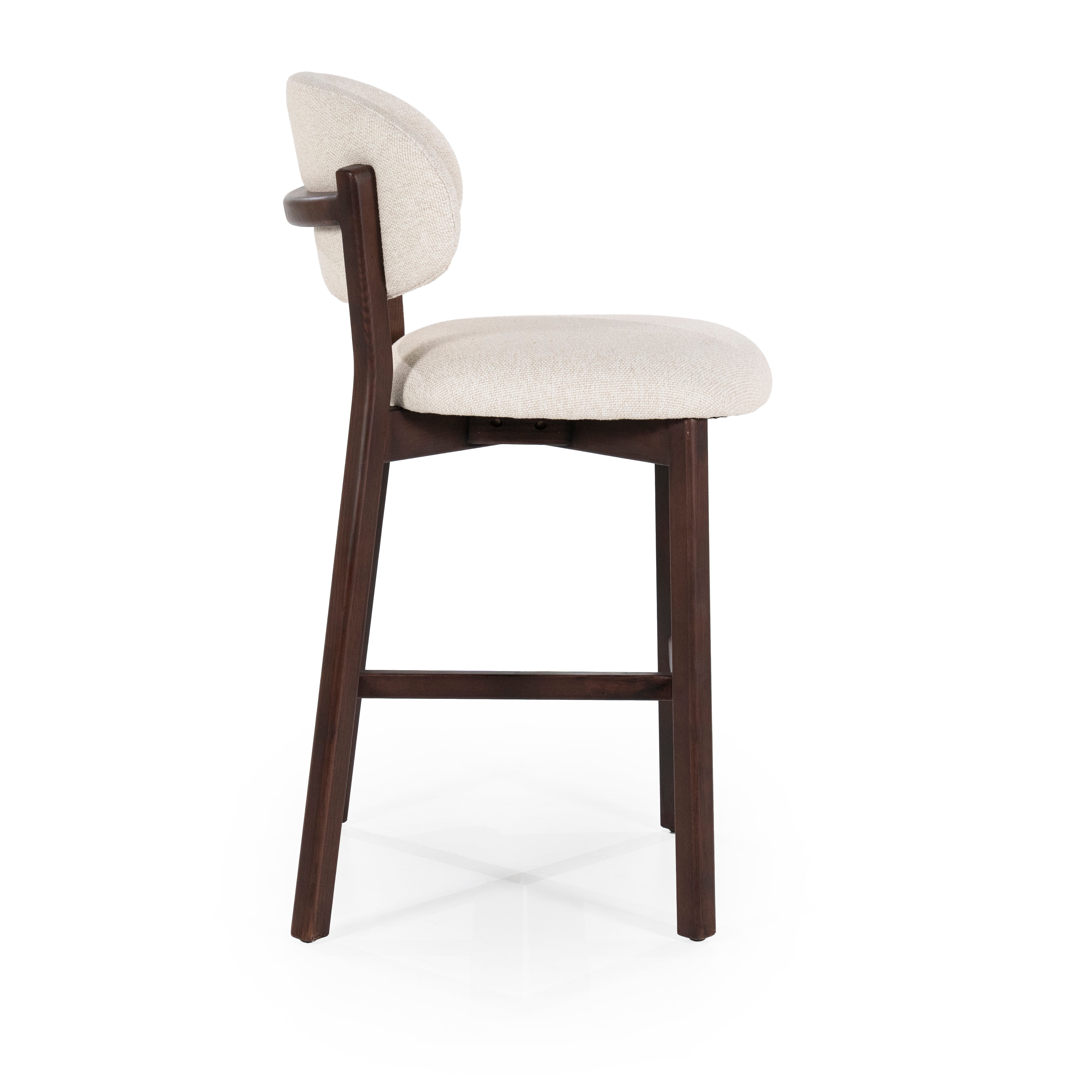 MIKKY Beige Stool with Dark Oak Base