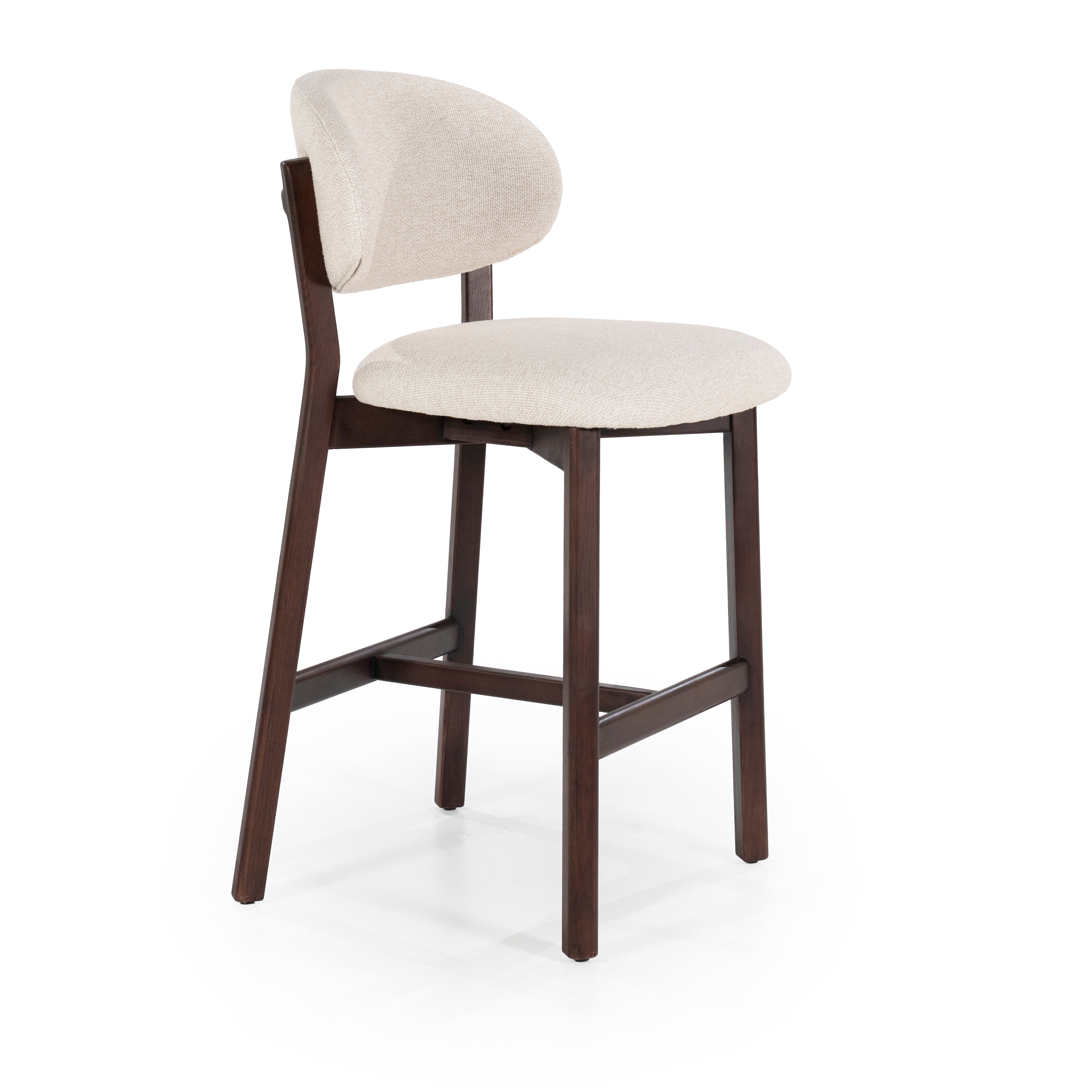 MIKKY Beige Stool with Dark Oak Base