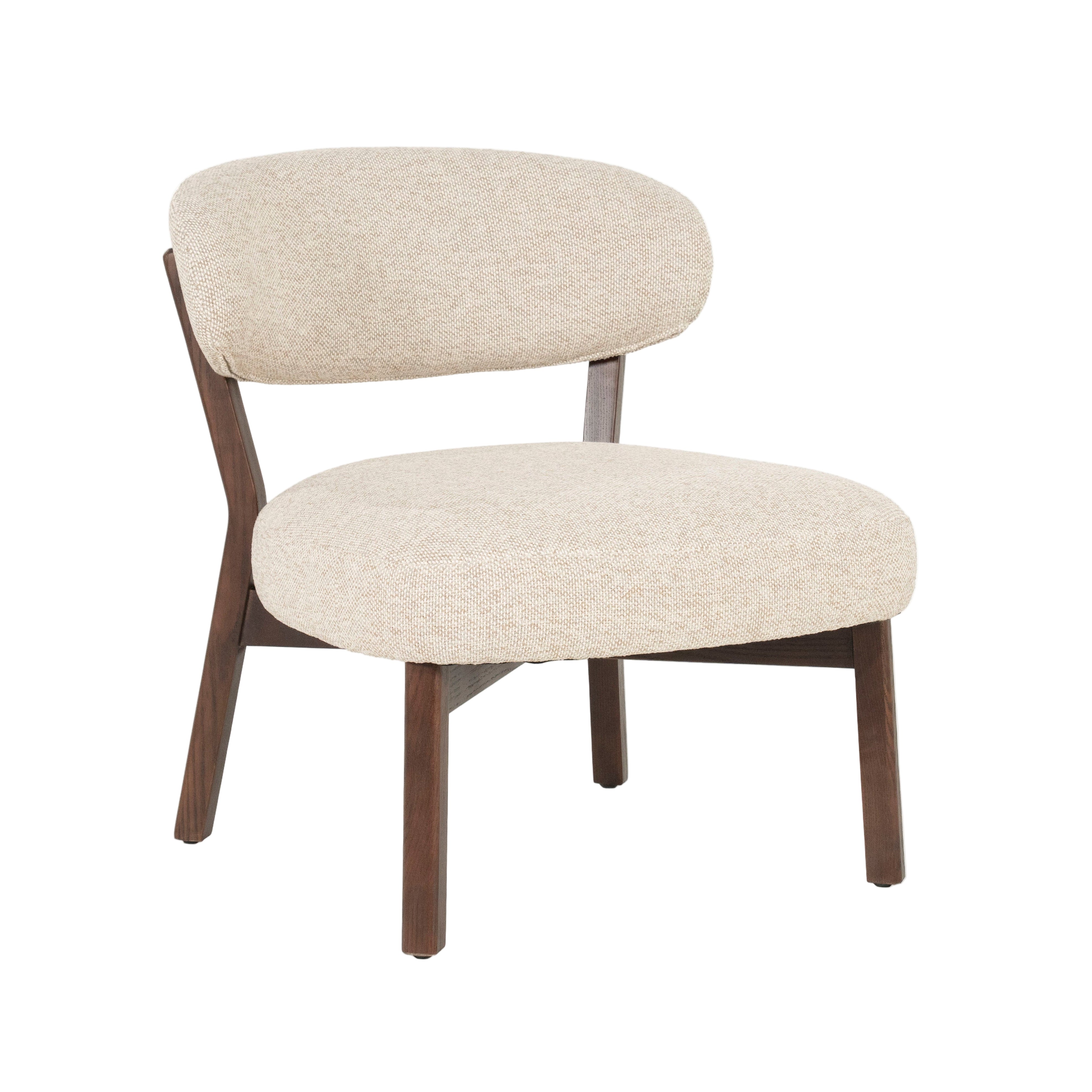 Sessel MIKKY beige mit dunklem Holzgestell