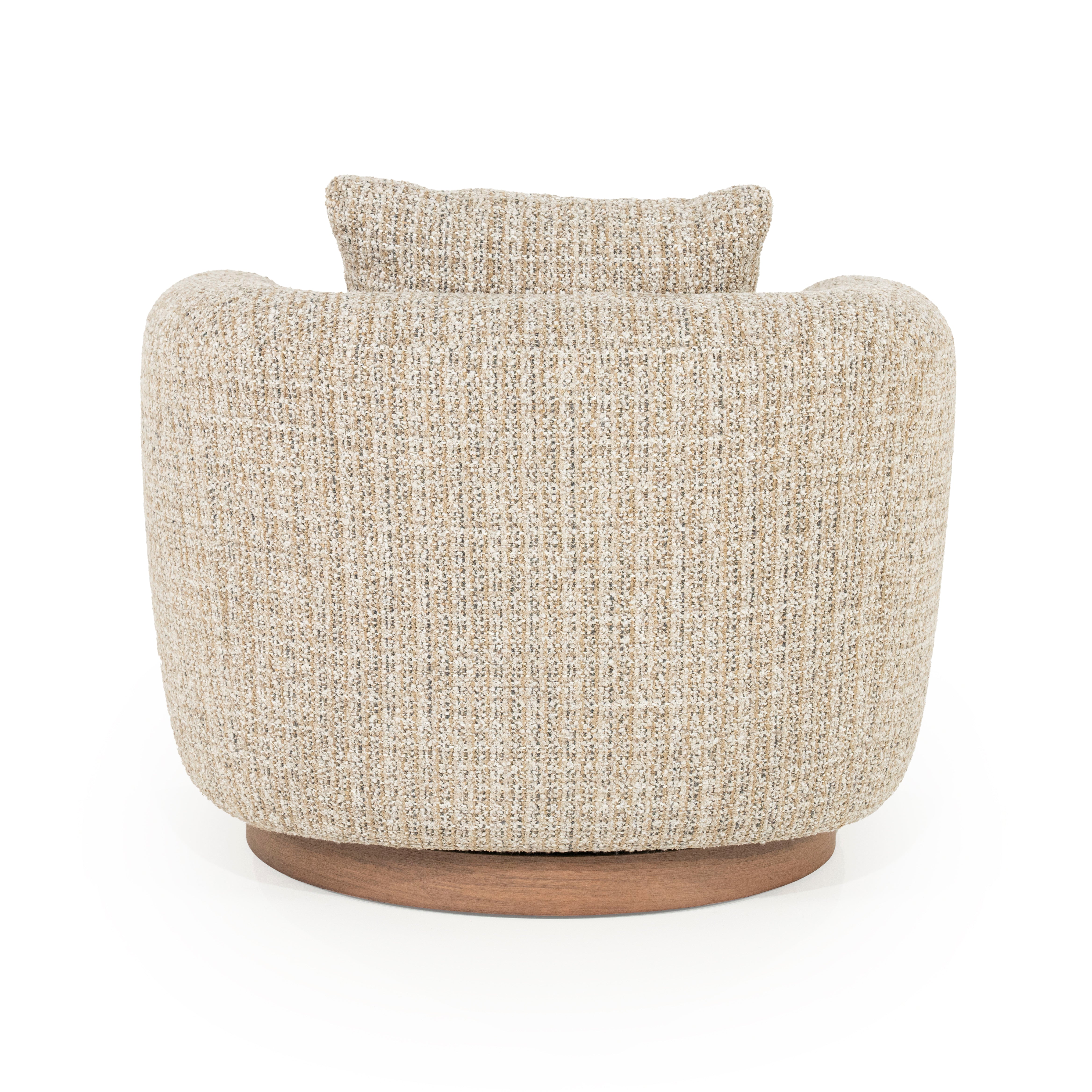 JORDAN beige swivel armchair with wooden base